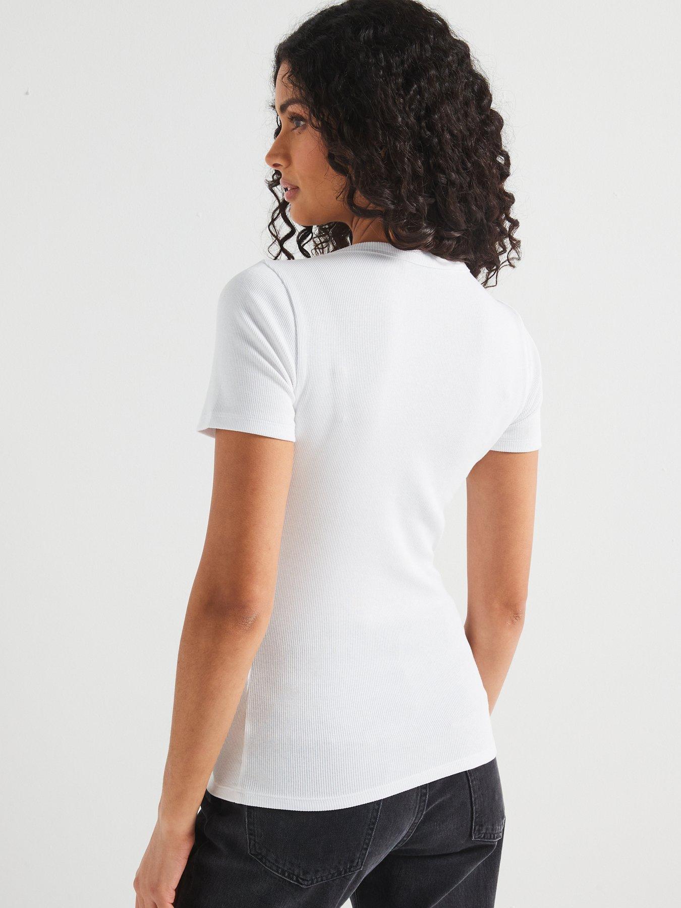  image of v-by-very-everyday-short-sleeve-ribbed-t-shirt-white