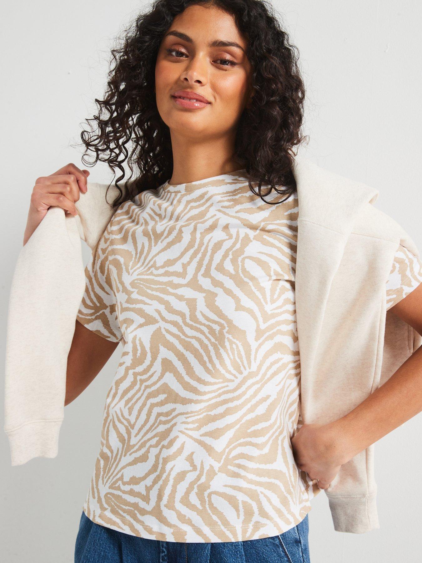  image of v-by-very-the-essential-crew-neck-t-shirt-print-zebra