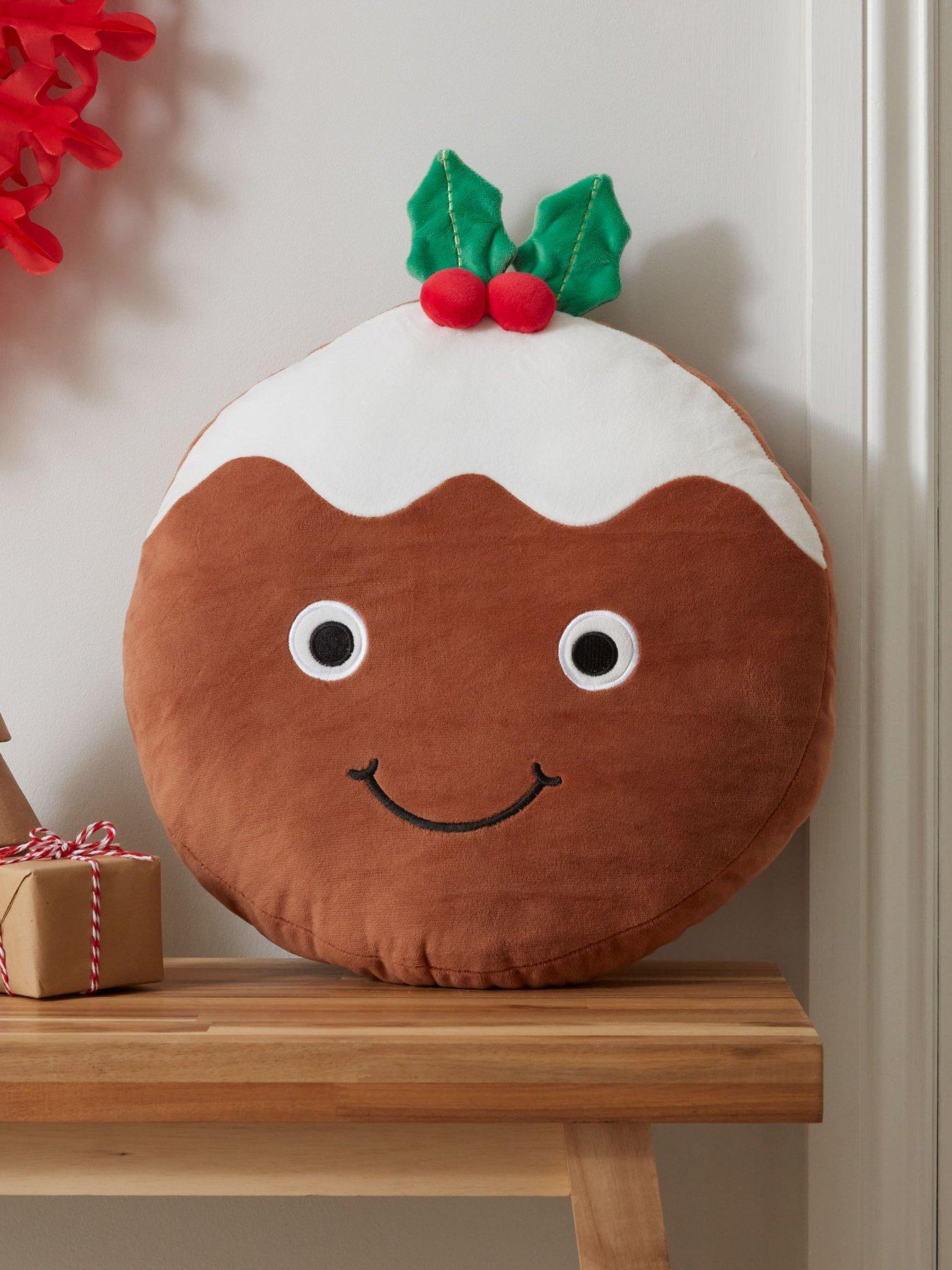 undefined Christmas Pudding 3D Cushion - Brown