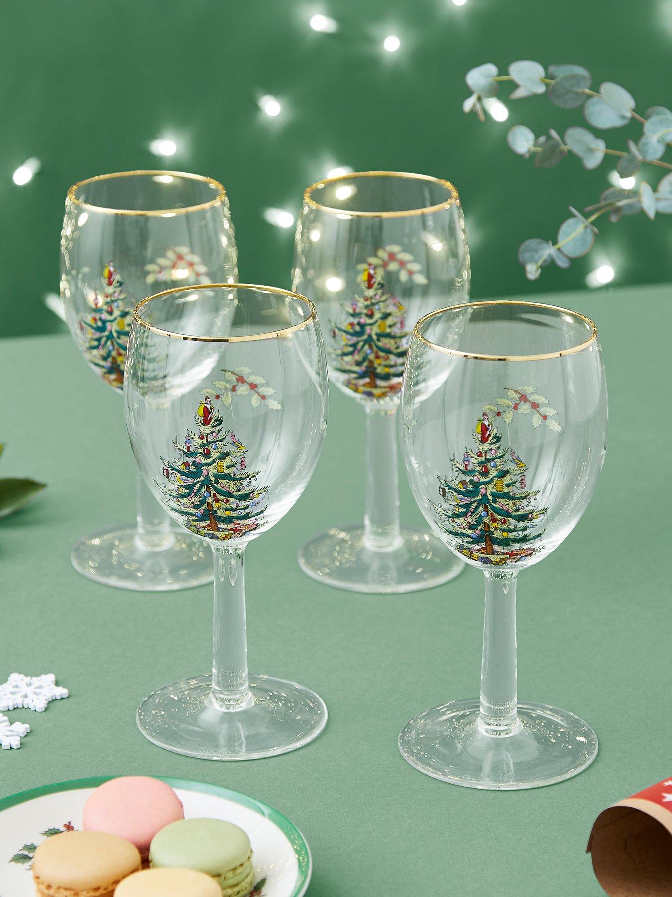undefined Christmas Tree Wine Glasses - Set of  4