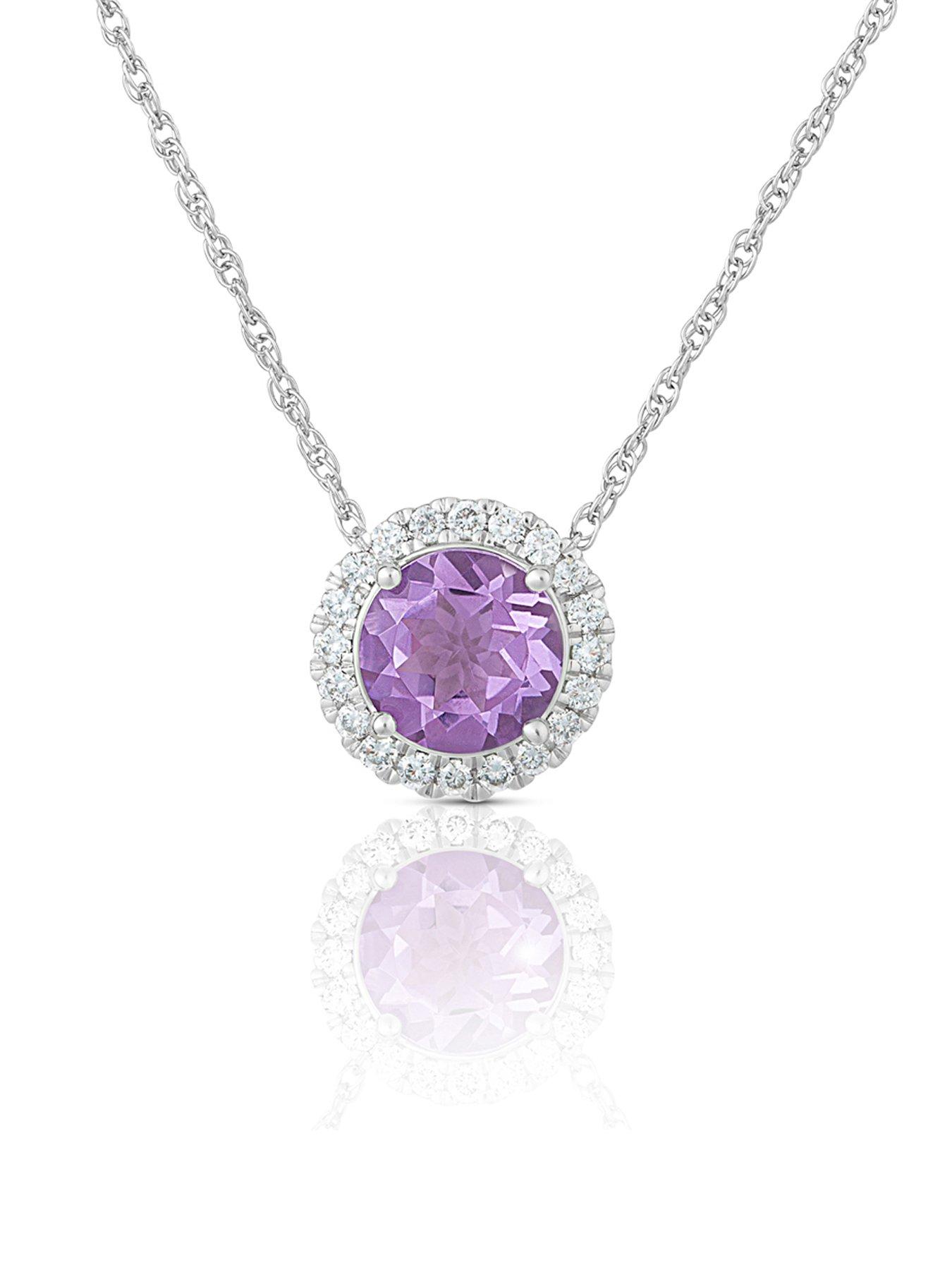 undefined Lavender Amethyst Halo Pendant with D VVS Lab Grown Diamonds