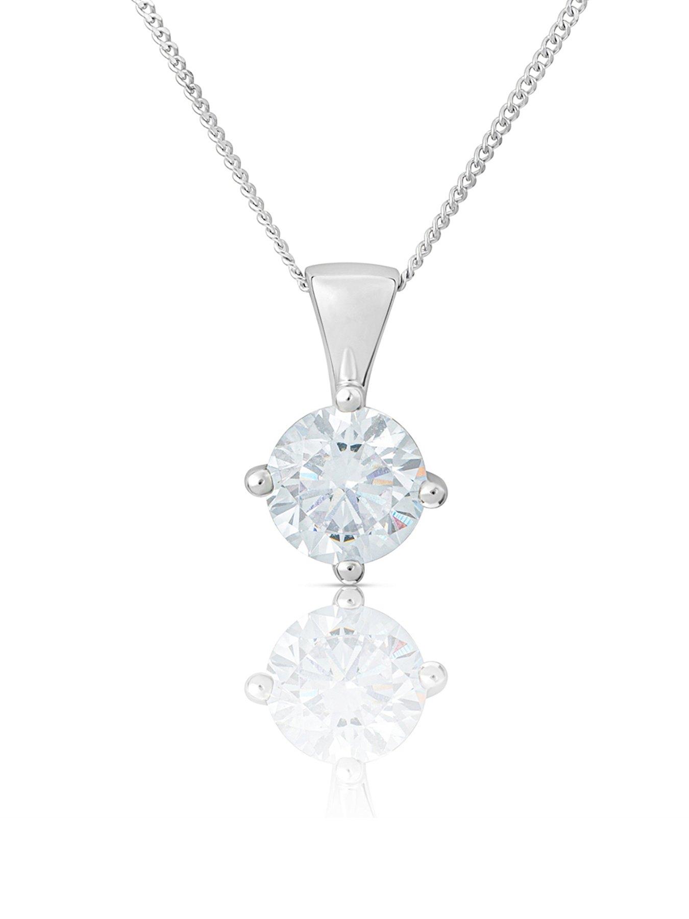 undefined Diamond Solitaire Pendant Necklace G VS+ Lab Grown