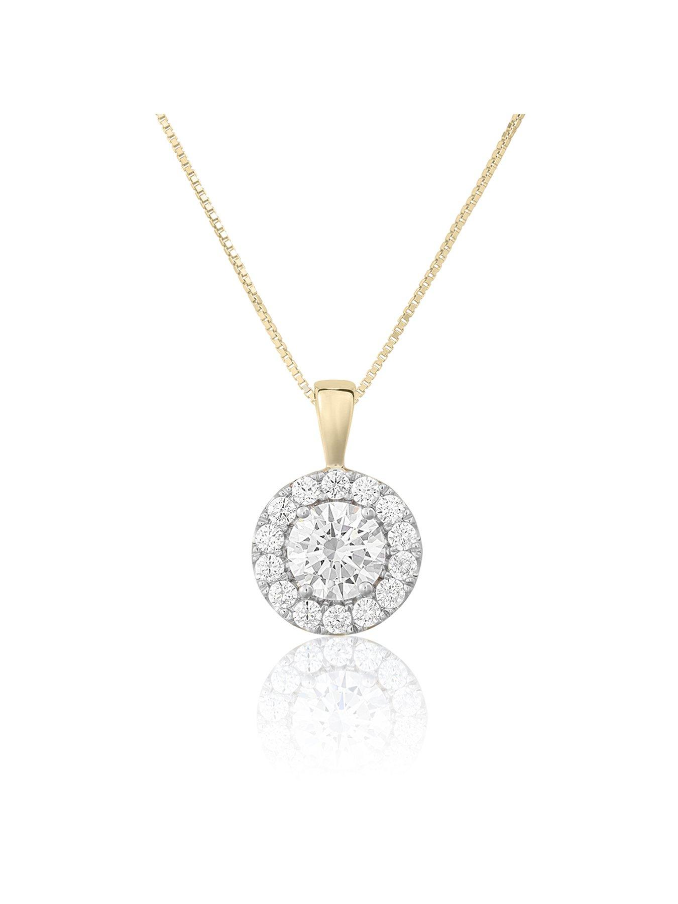 undefined Diamond Halo Pendant Necklace G VS+ Lab Grown