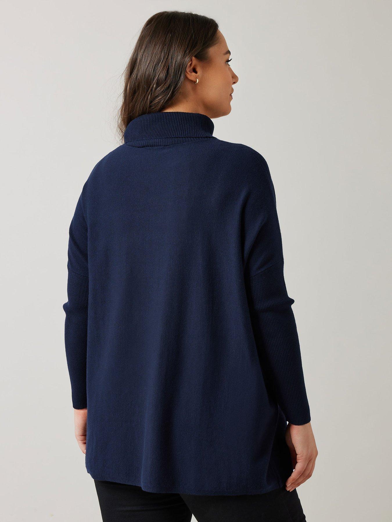  image of evans-star-stitch-oversized-jumper-blue