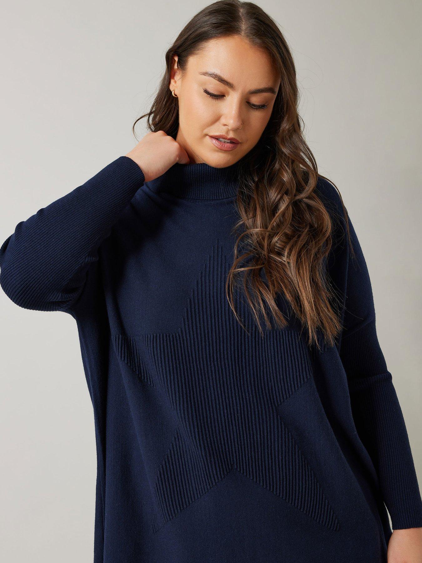  image of evans-star-stitch-oversized-jumper-blue