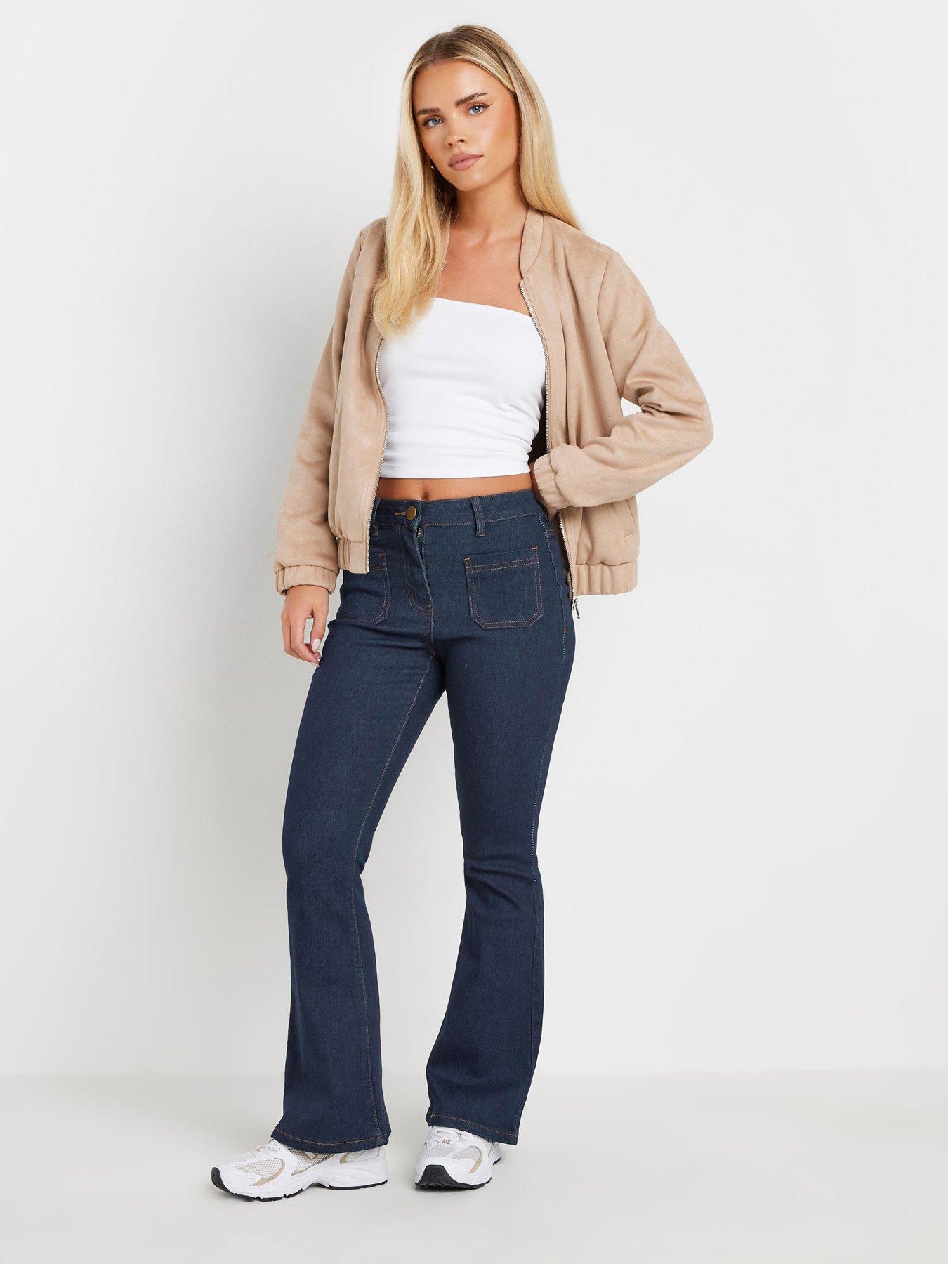  image of pixiegirl-petite-patch-pocket-kick-flare-jean-blue