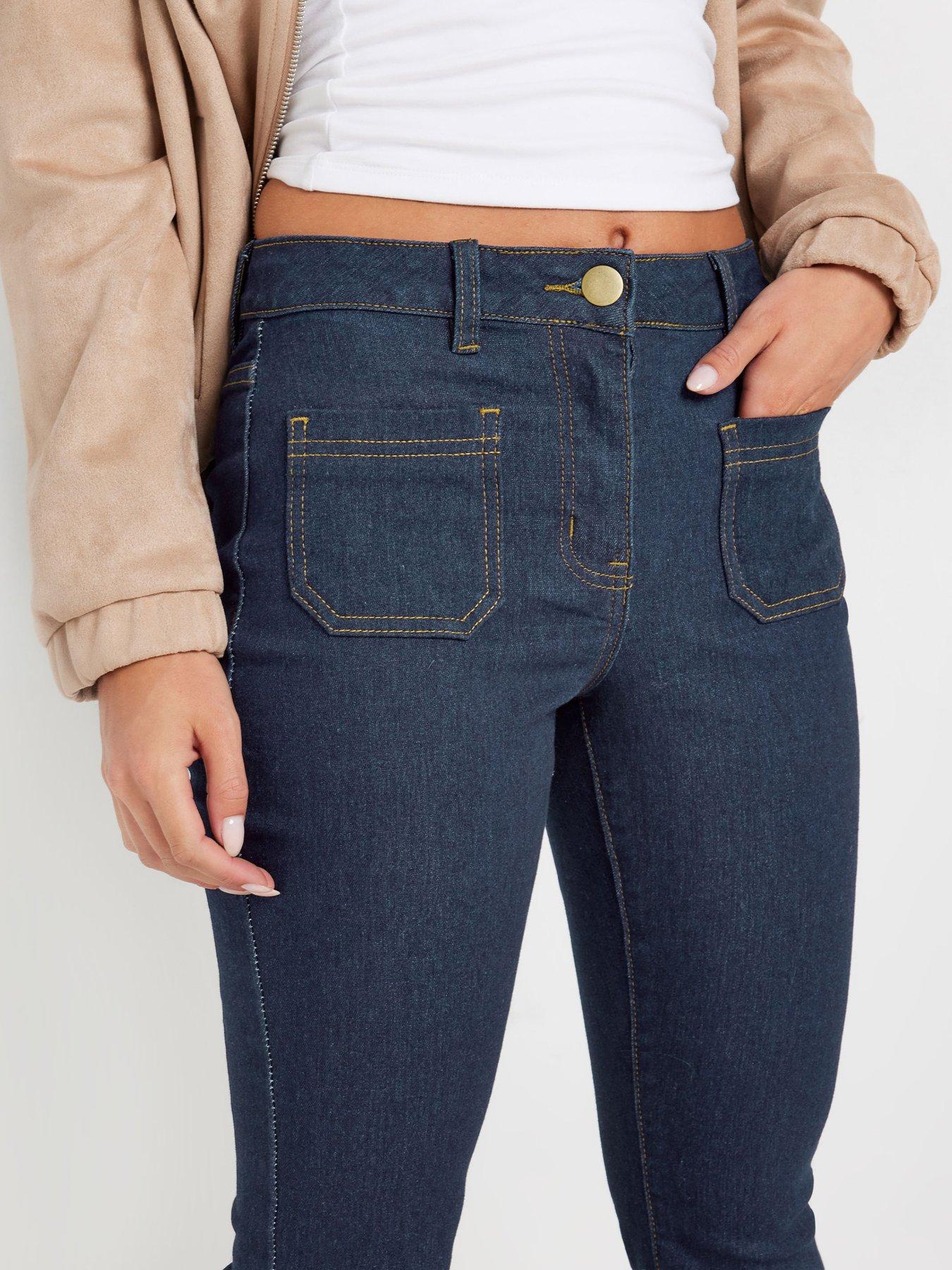  image of pixiegirl-petite-patch-pocket-kick-flare-jean-blue