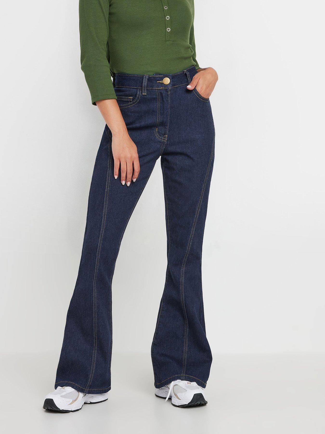 undefined Petite Seam Front Kick Flare Jean - Blue