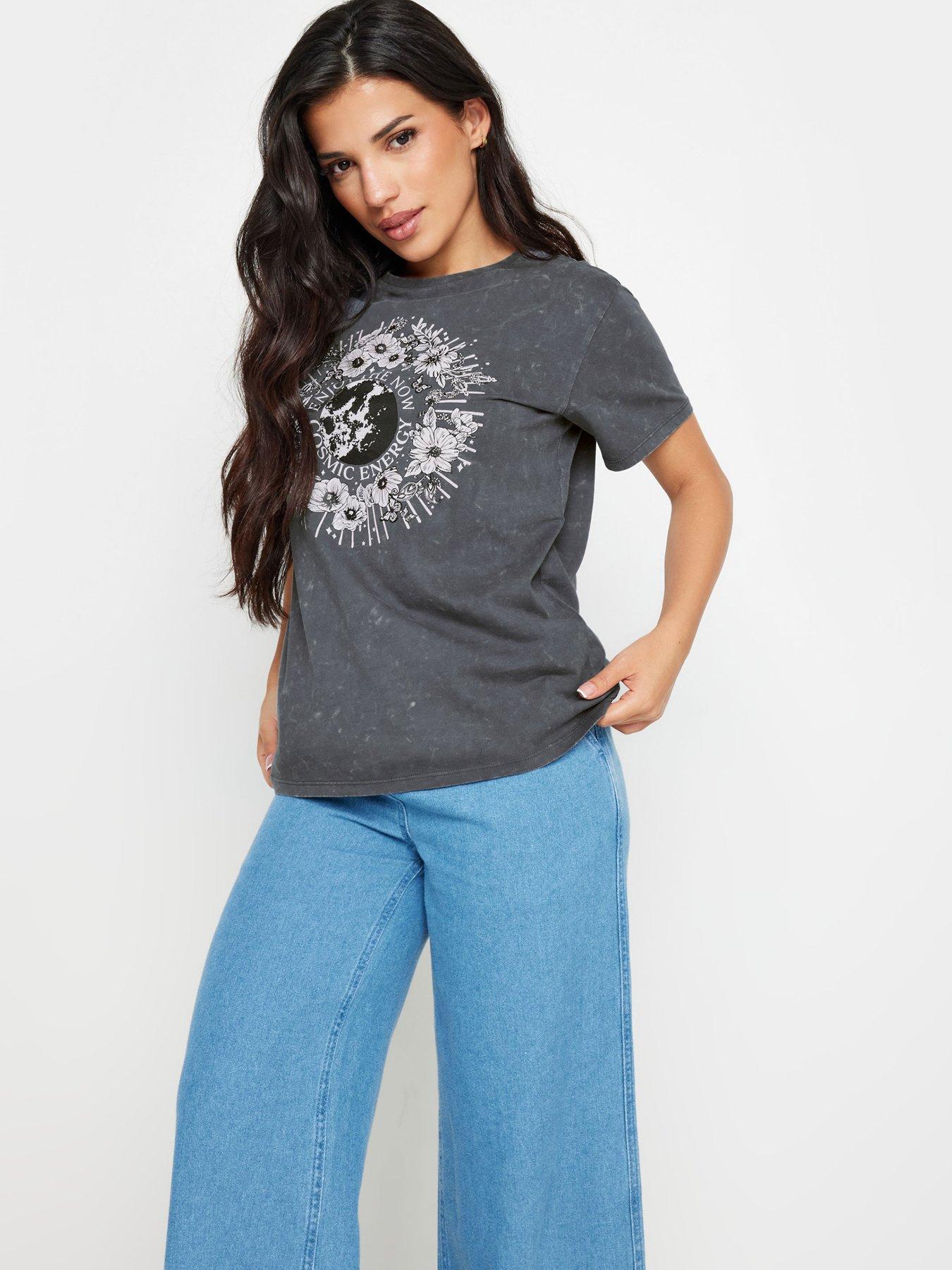 undefined Petite Acid Cosmic Energy T Shirt - Grey