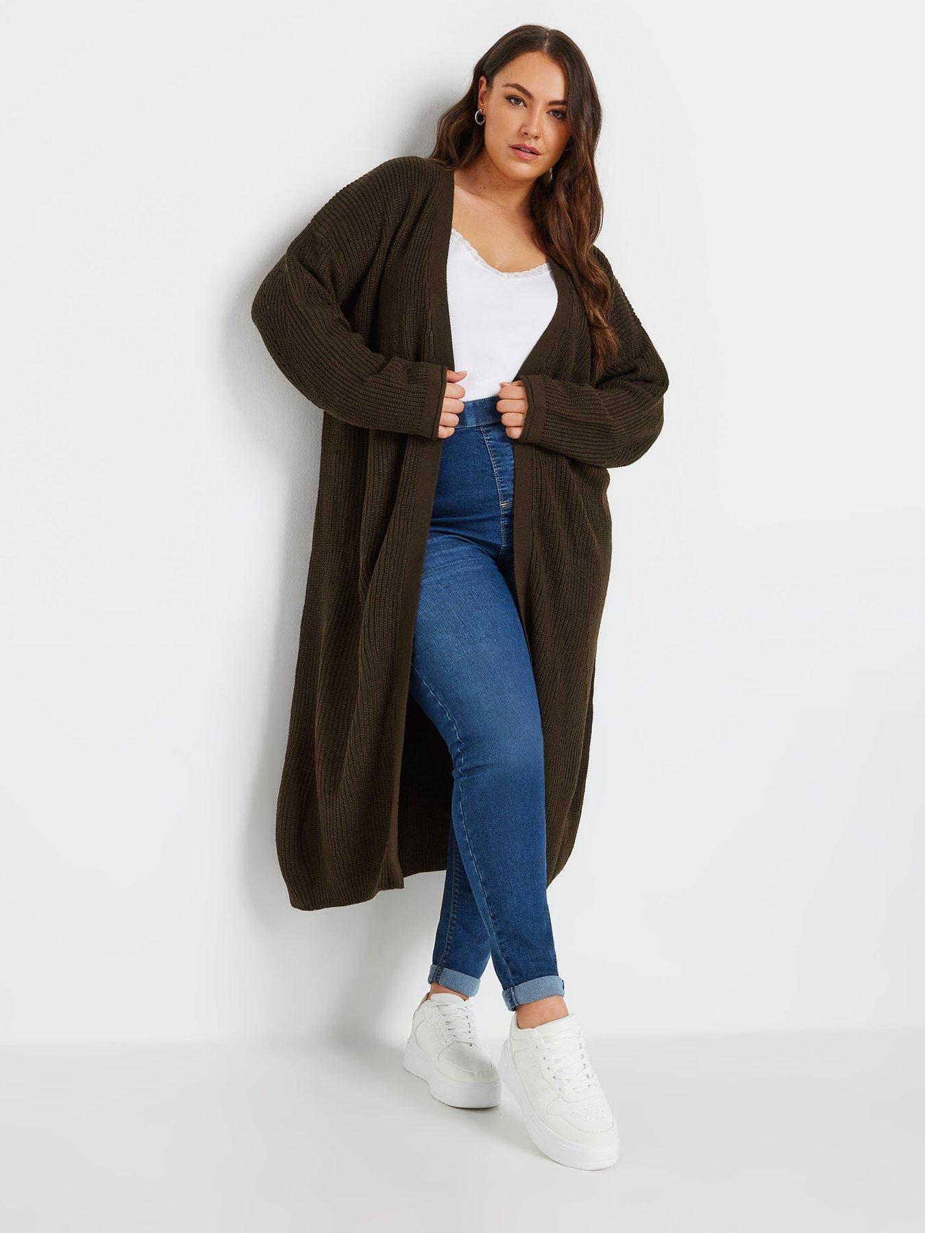 Image 1 of 4 of Yours Curve Maxi Cardigan - Brown