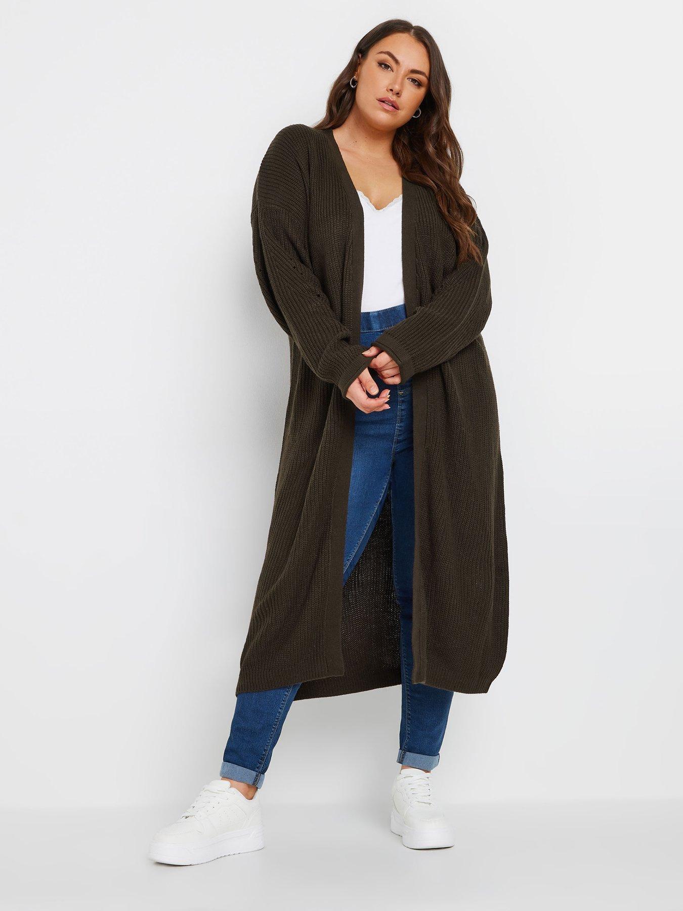 Image 3 of 4 of Yours Curve Maxi Cardigan - Brown