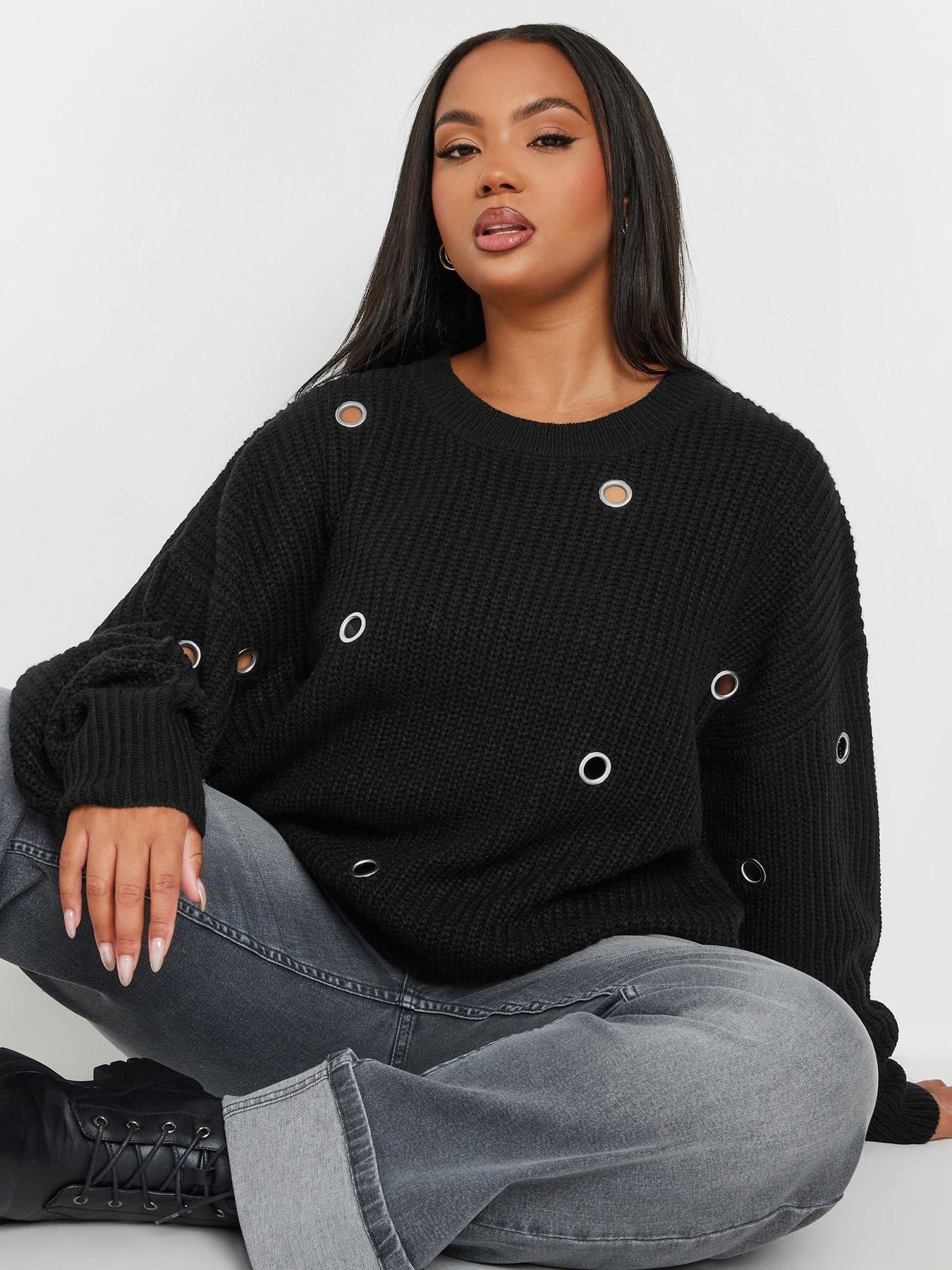 undefined Curve Eyelet Jumper - Black