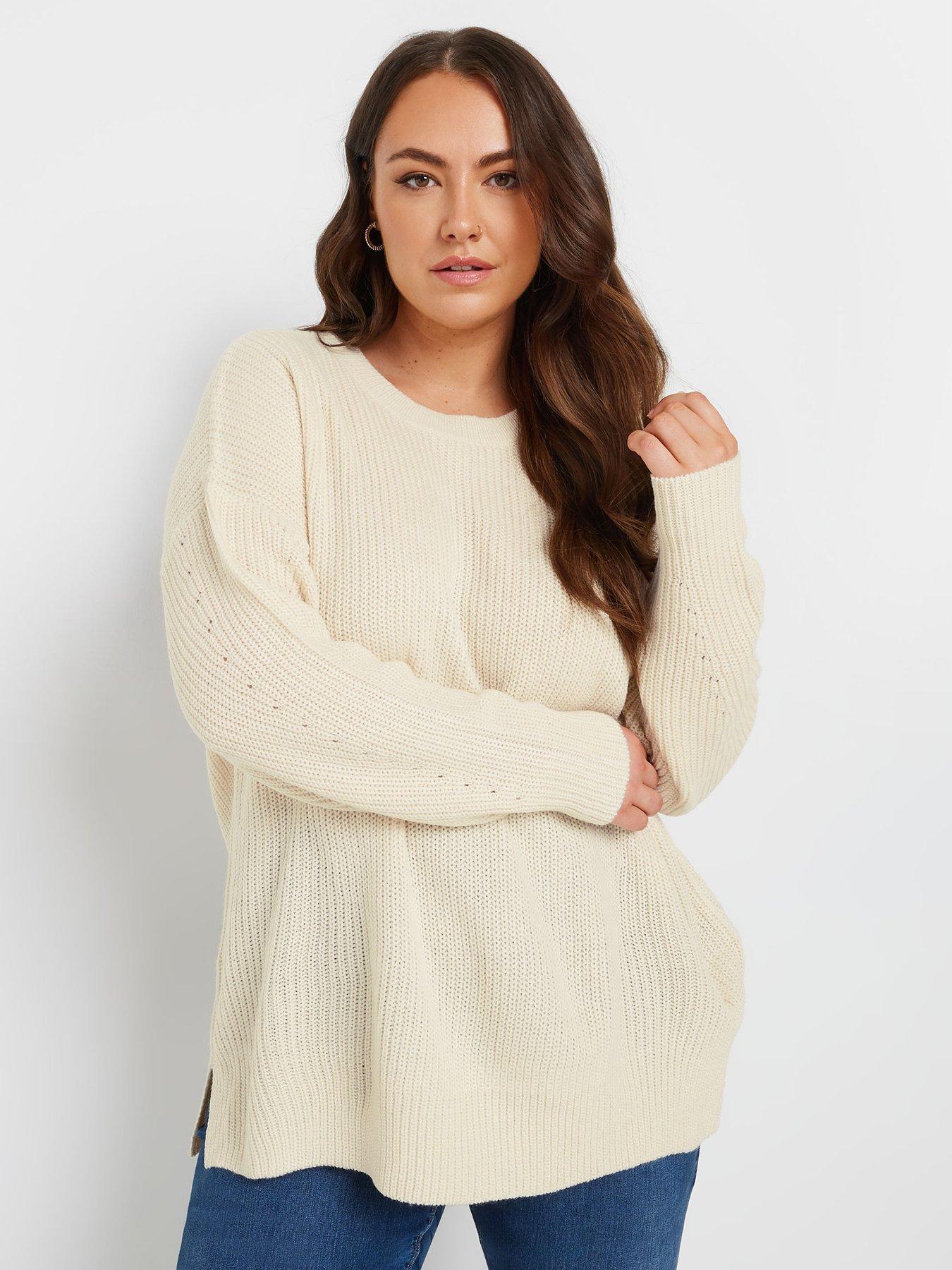 Image 4 of 5 of Yours Curve Drop Shoulder Jumper - Ivory