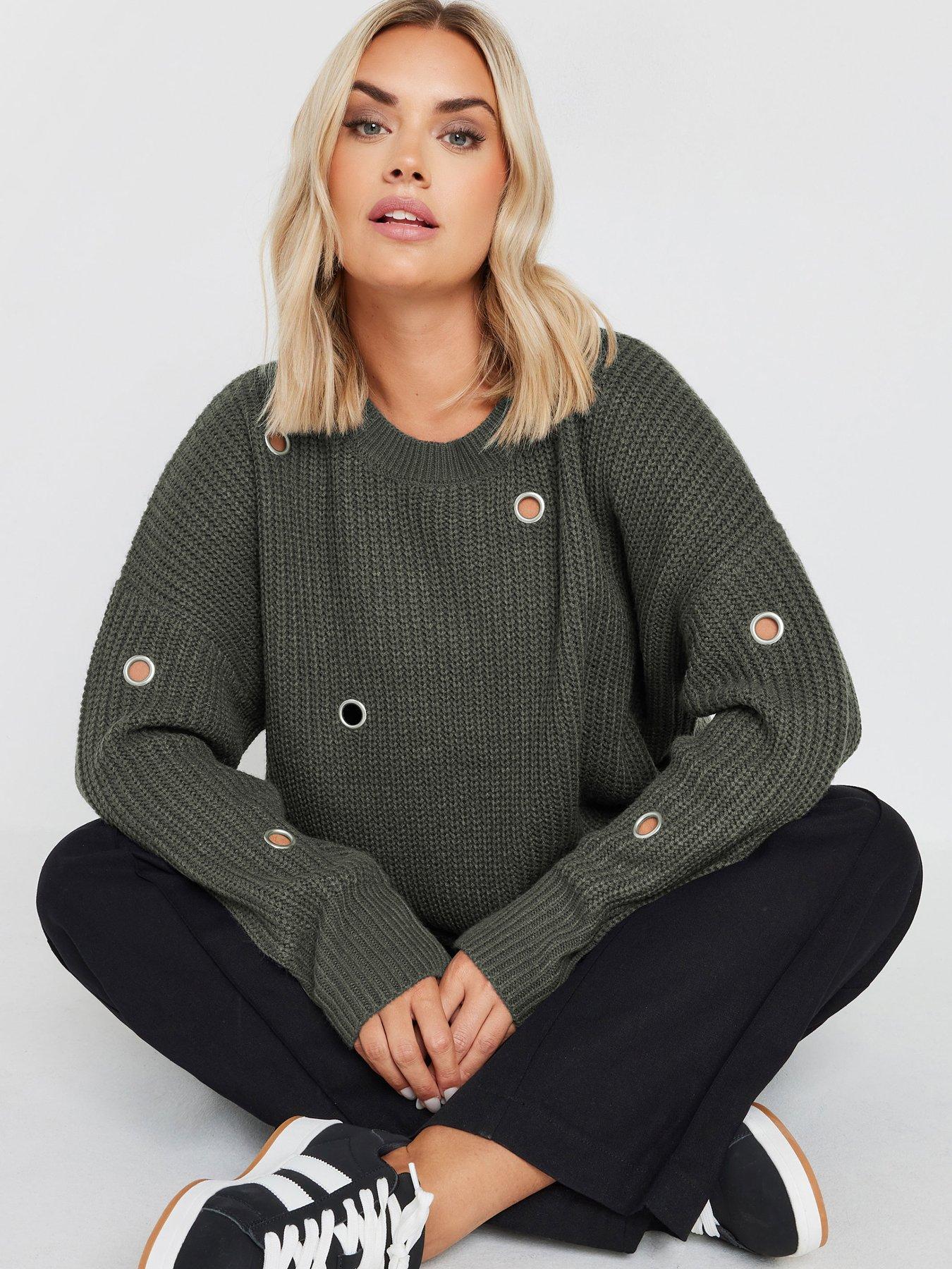 undefined Curve Eyelet Jumper - Grey