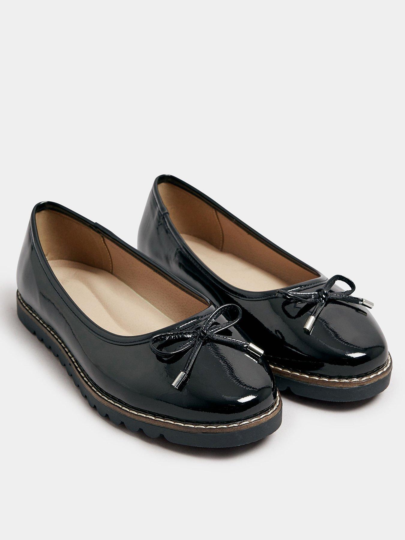  image of yours-extra-wide-fit-patent-ballet-pumps-black