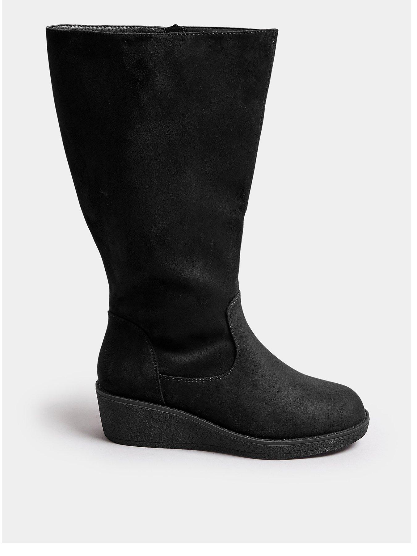 undefined Extra Wide Fit Wedge Knee Boot - Black