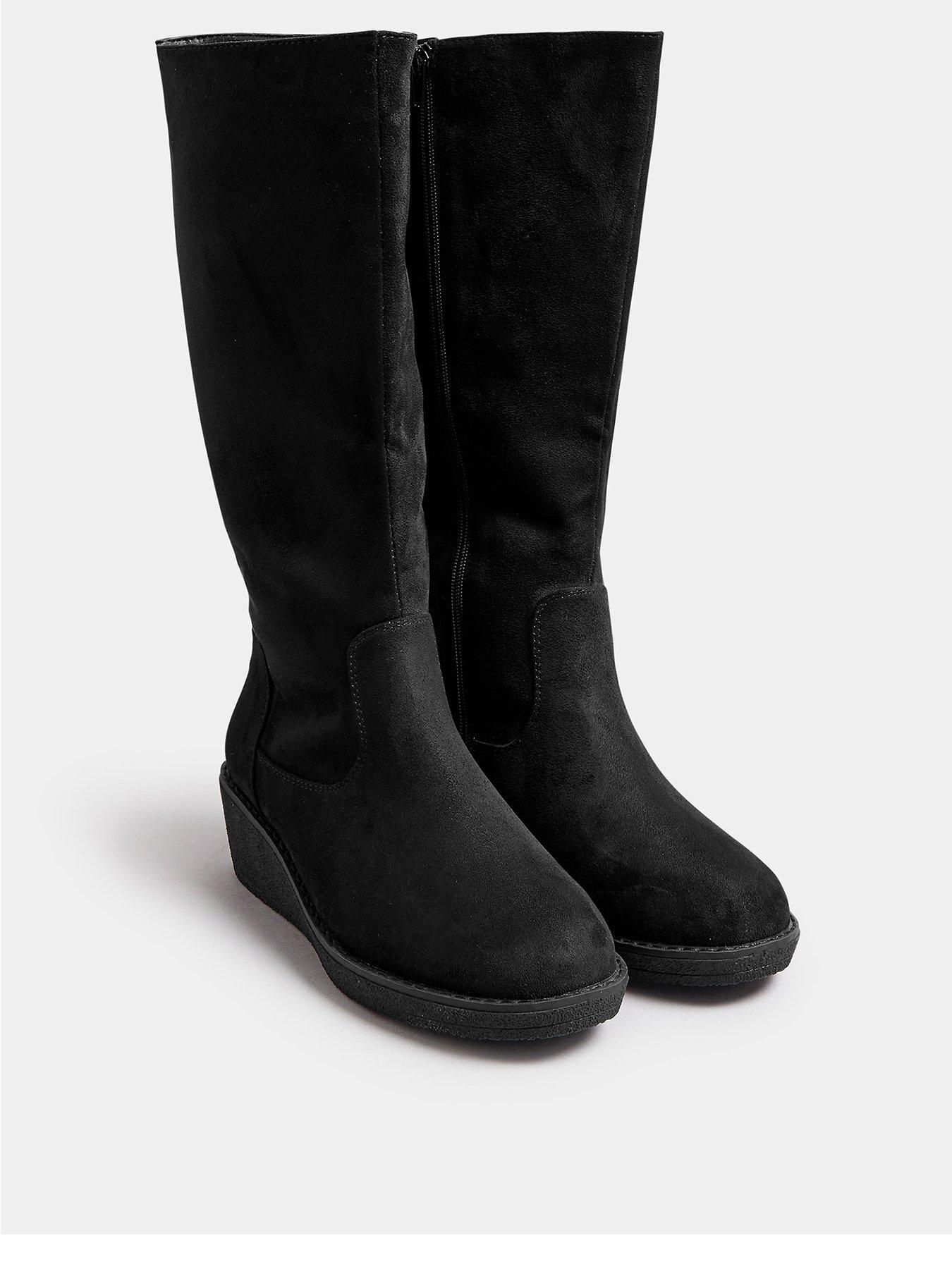 Image 2 of 4 of Yours Extra Wide Fit Wedge Knee Boot - Black