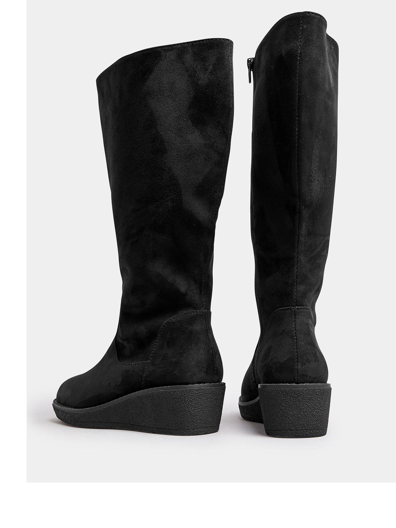Image 3 of 4 of Yours Extra Wide Fit Wedge Knee Boot - Black