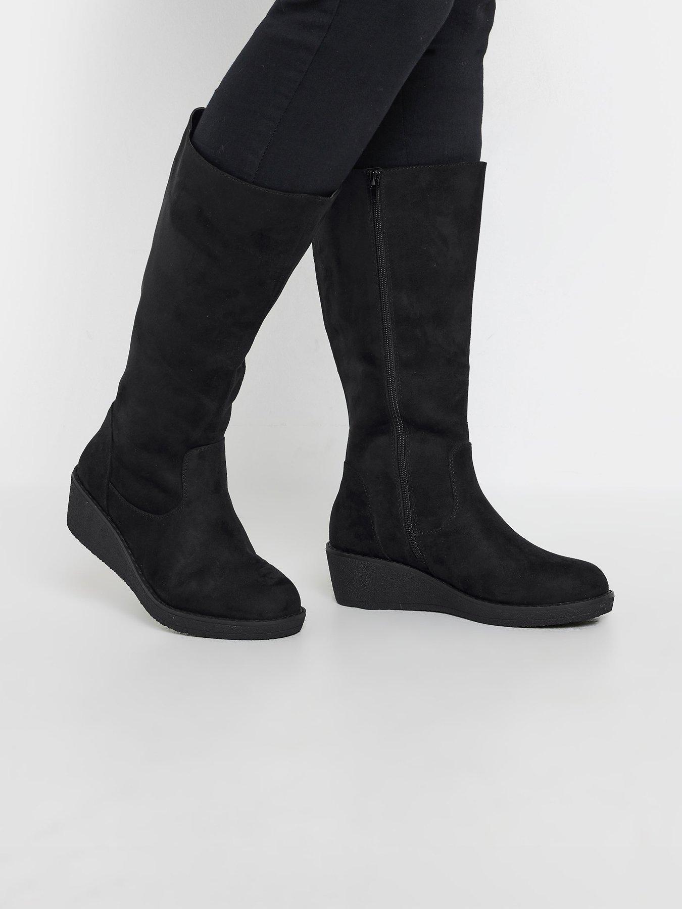 Image 4 of 4 of Yours Extra Wide Fit Wedge Knee Boot - Black