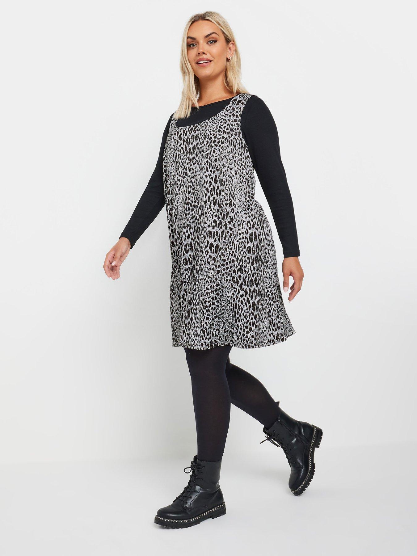 Image 3 of 4 of Yours Curve A-line Pinafore Dress - Grey