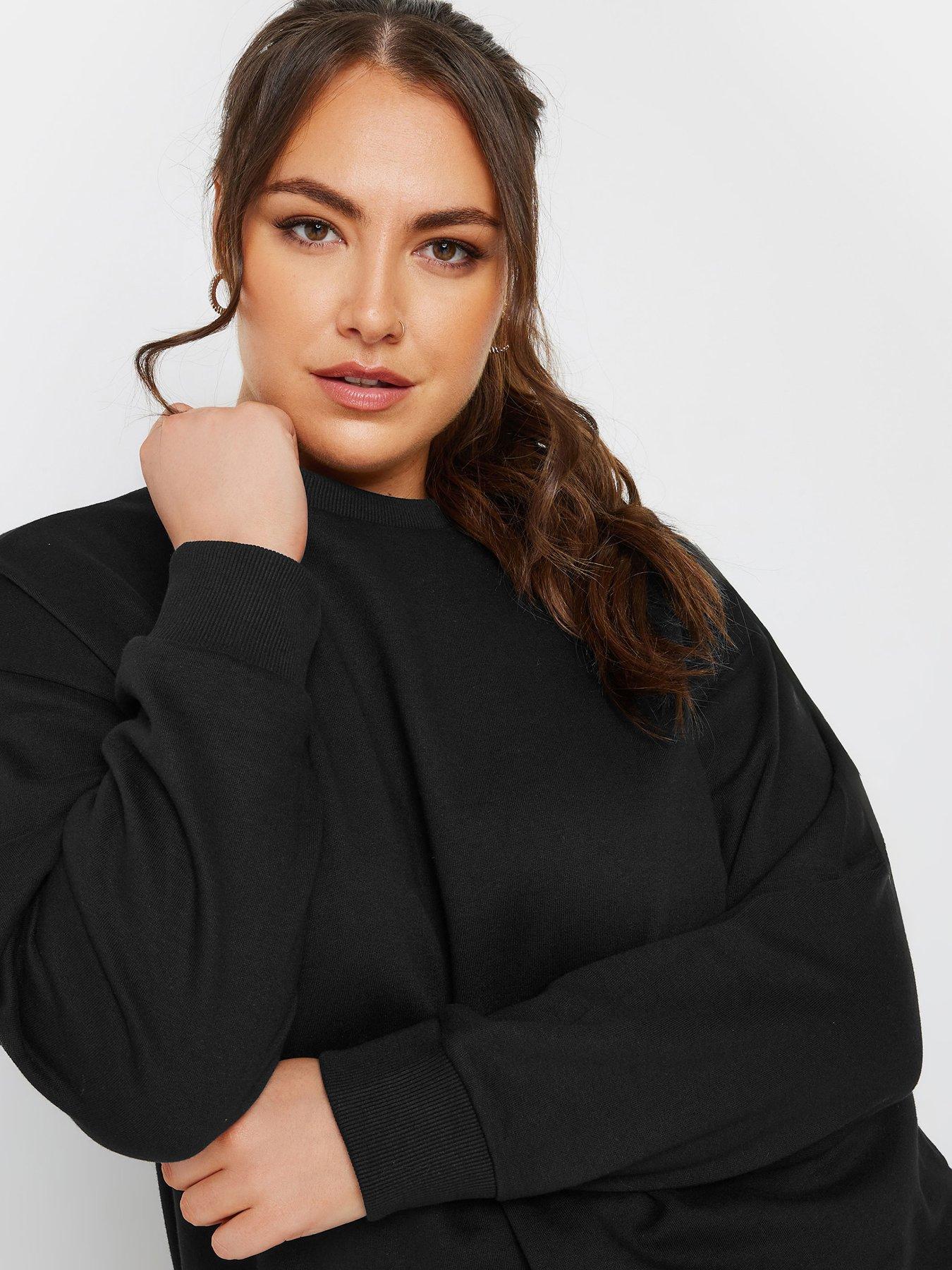 Image 4 of 4 of Yours Curve Crew Neck Sweatshirt - Black