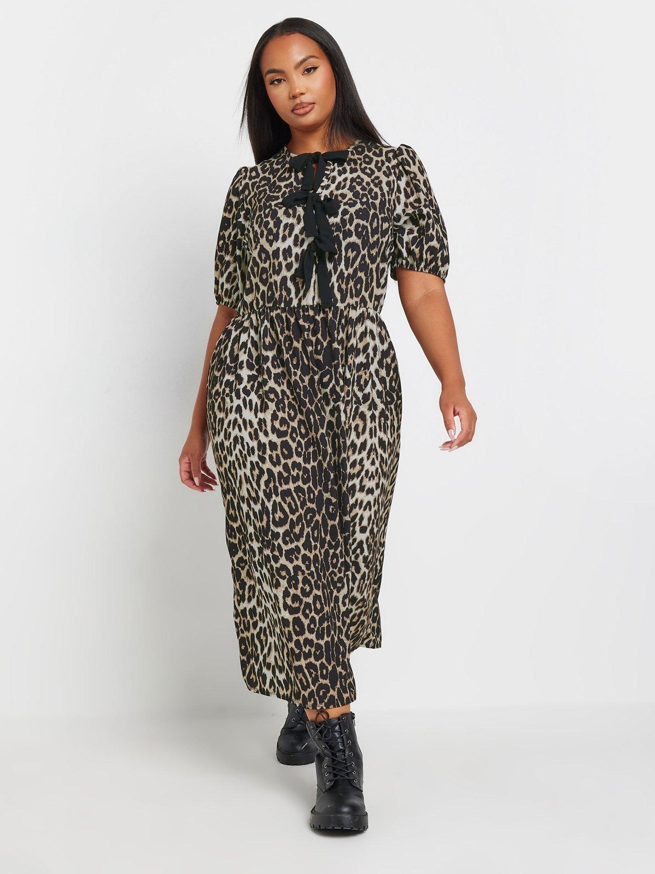 undefined Curve Woven Leopard Bow Dress