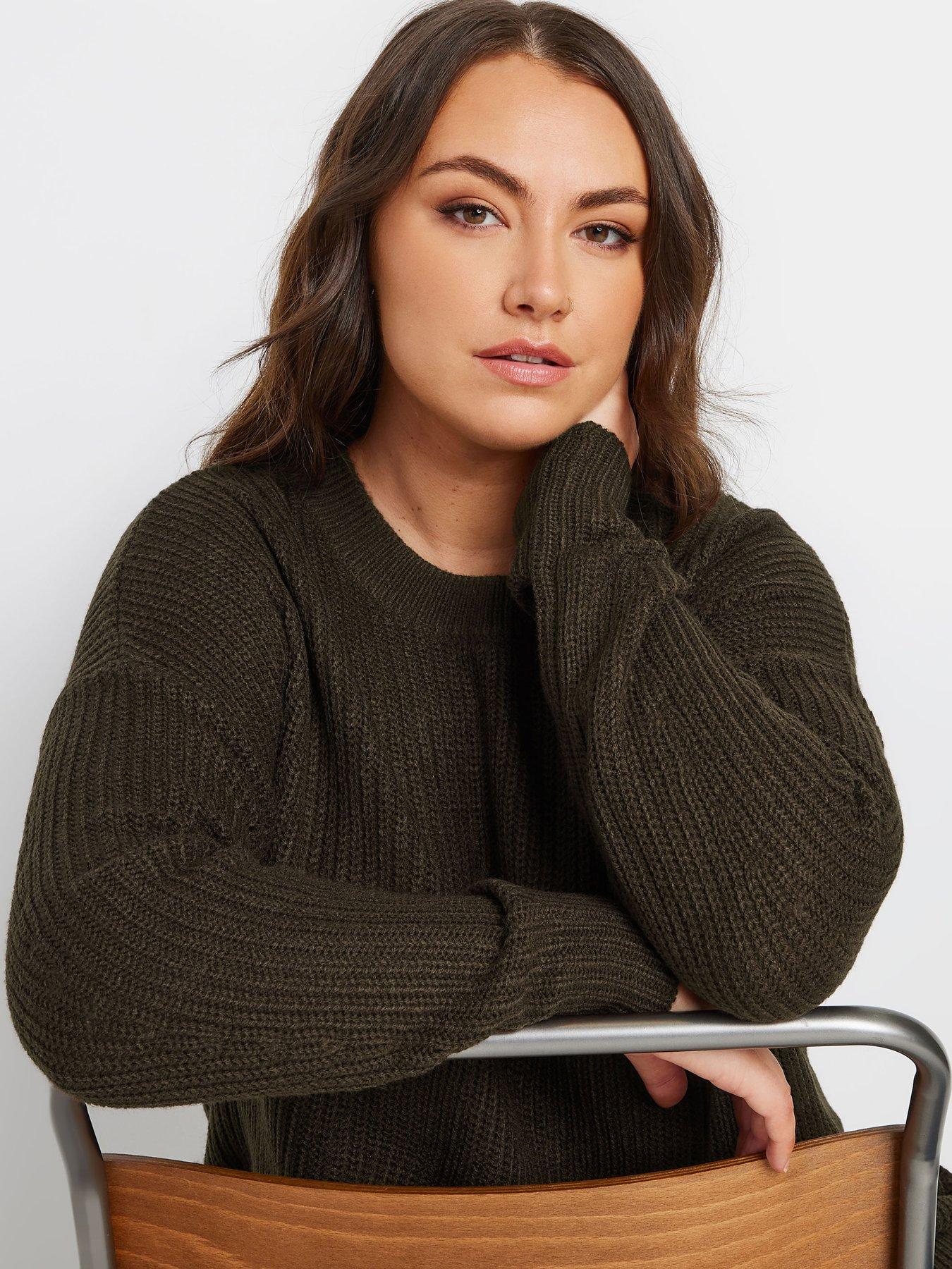 undefined Curve Drop Shoulder Jumper - Brown