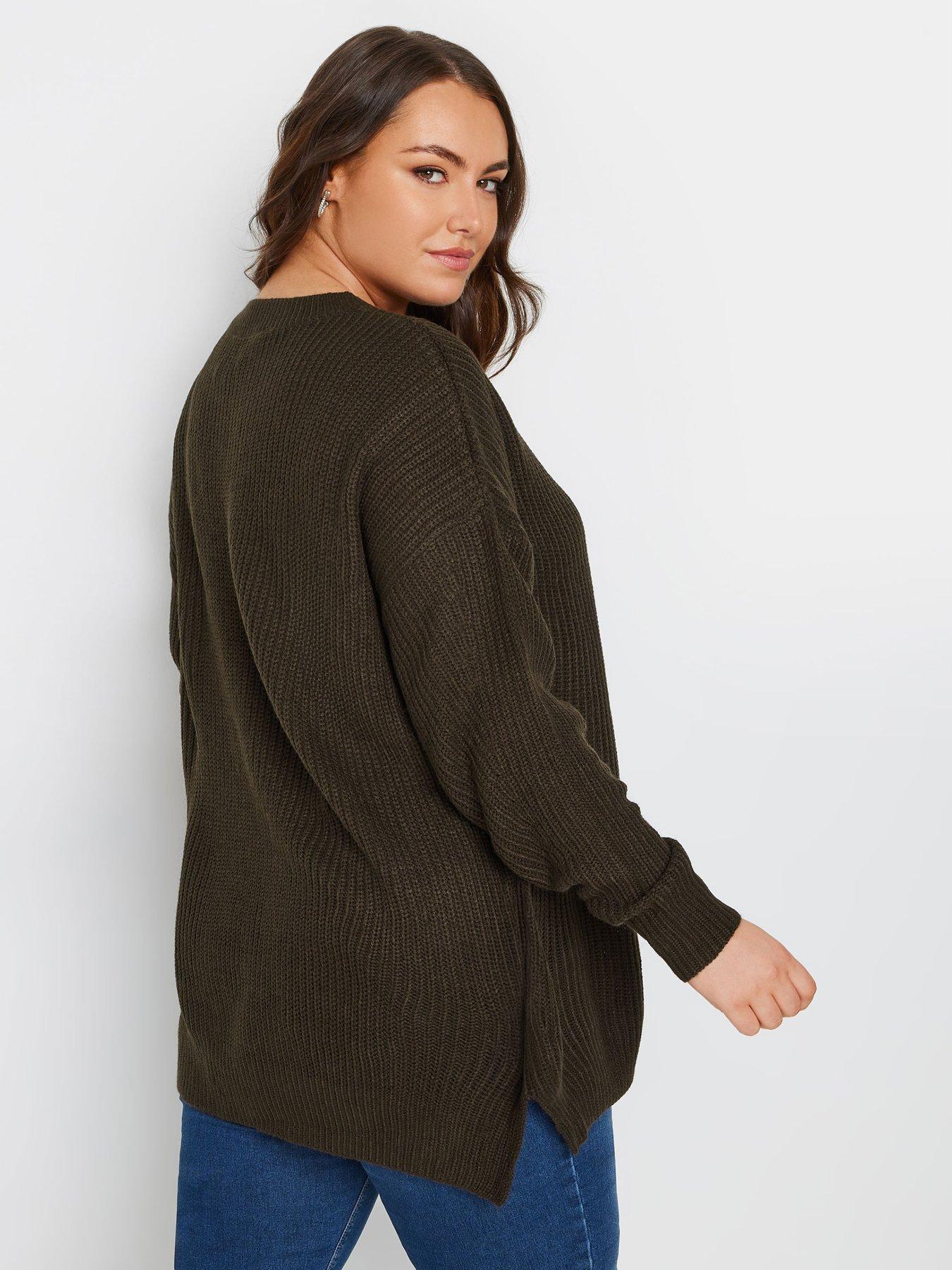 Image 2 of 4 of Yours Curve Drop Shoulder Jumper - Brown