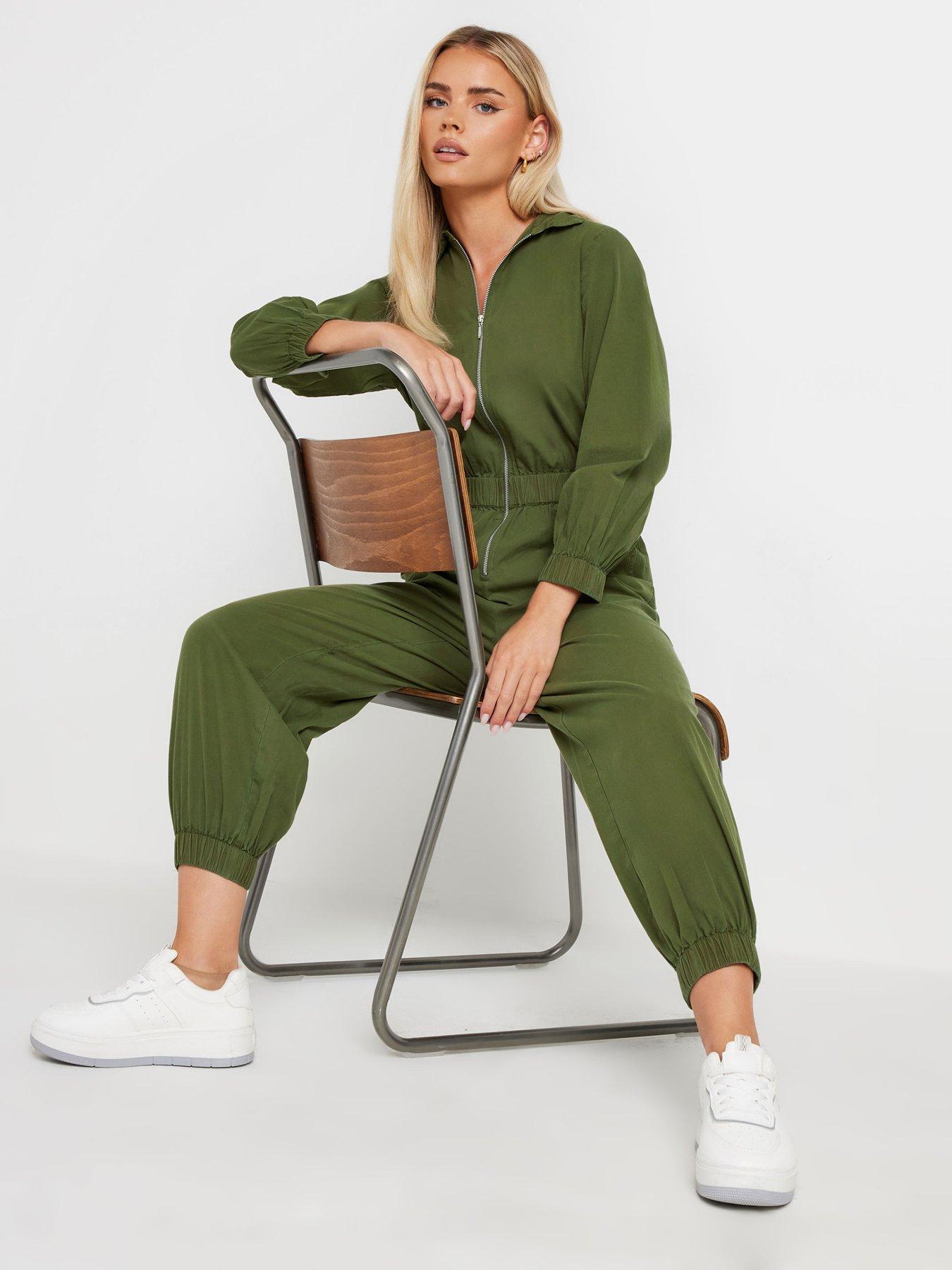 undefined Petite Long Sleeve Zip Thru Jumpsuit