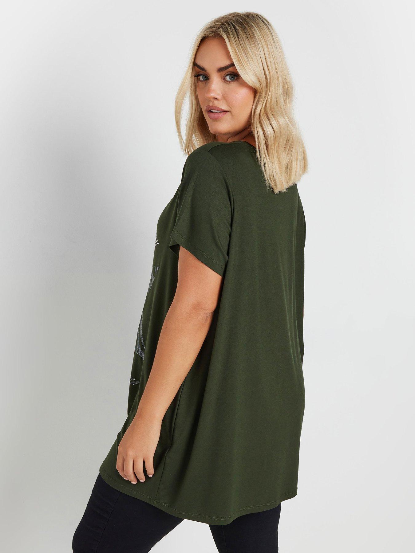  image of yours-curve-nbspglitter-star-t-shirt-green