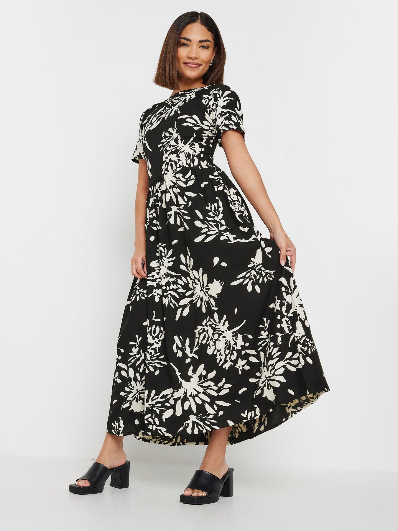 undefined Petite Open Back Bow Midi Dress - Black