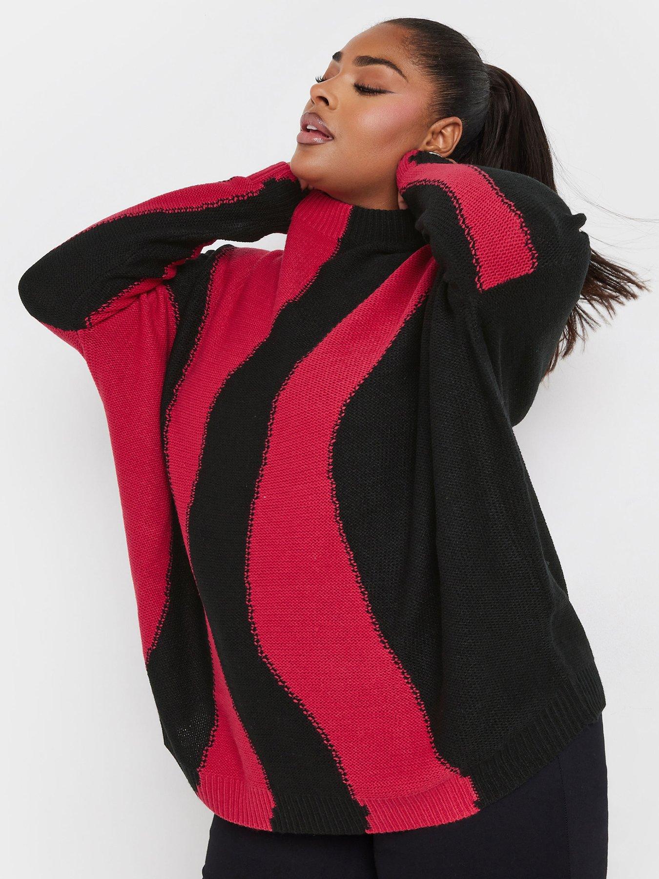 undefined Curve Oversized Colourblock Swirl Jumper