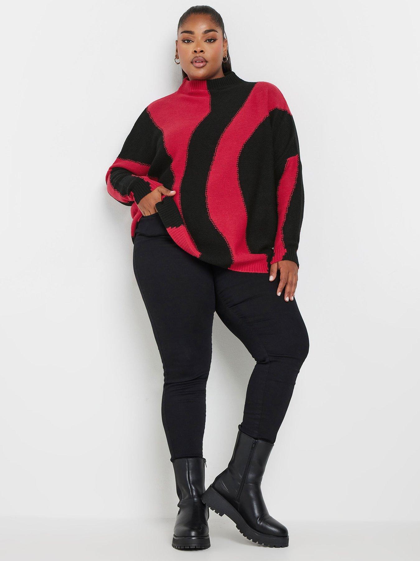 Image 3 of 4 of Yours Curve Oversized Colourblock Swirl Jumper