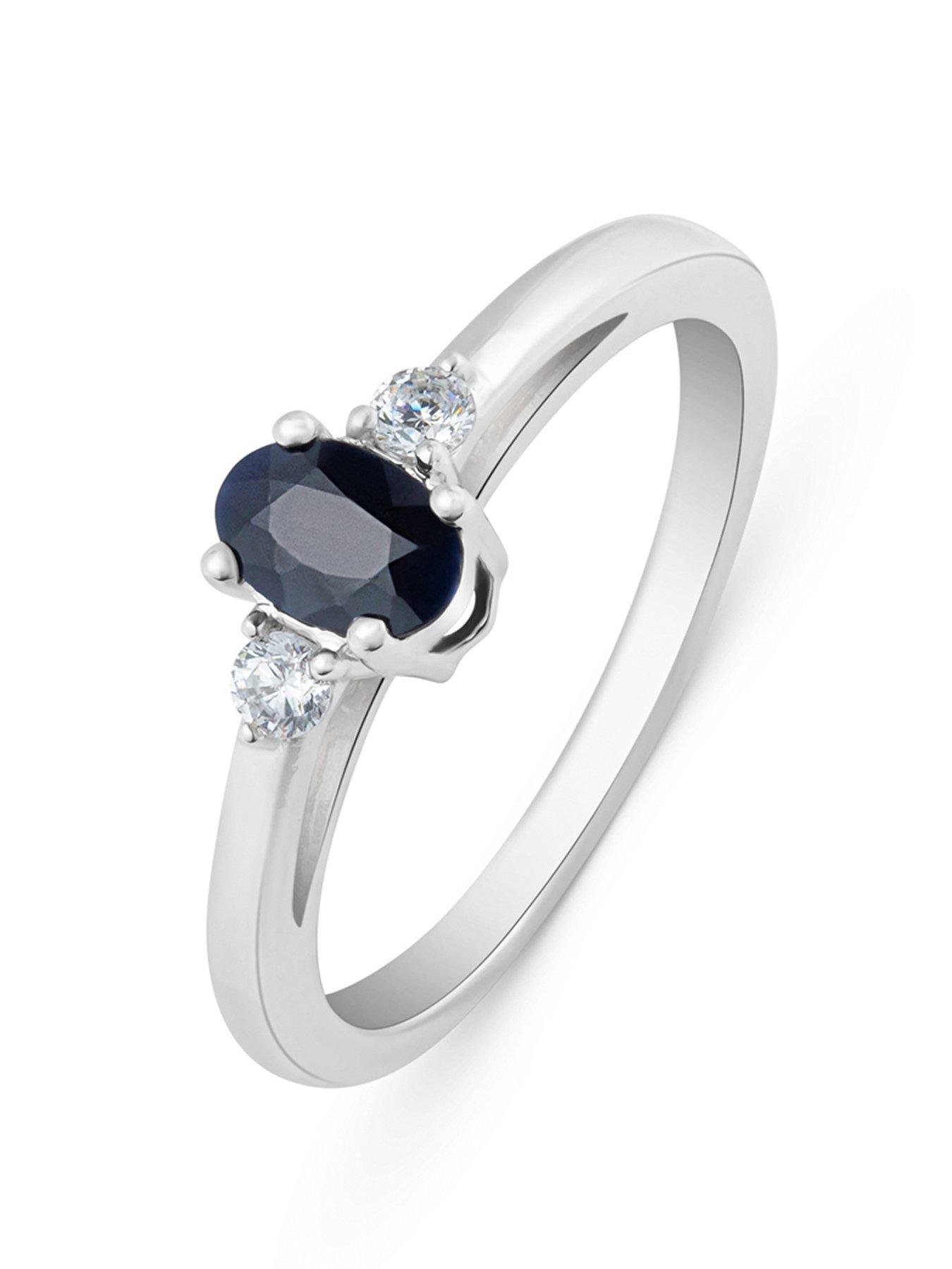 Love DIAMOND Natural Black Sapphire and Lab Grown Diamond Ring