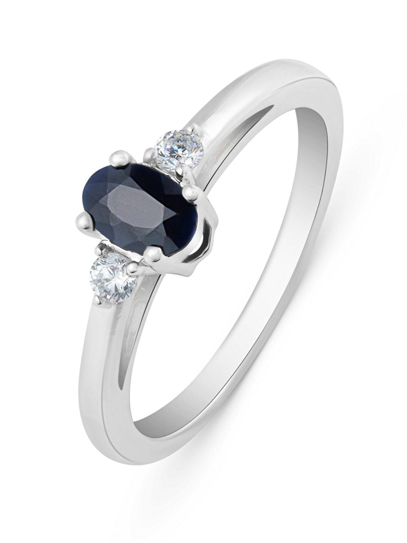Image 1 of 5 of Love DIAMOND Natural Black Sapphire and Lab Grown Diamond Ring
