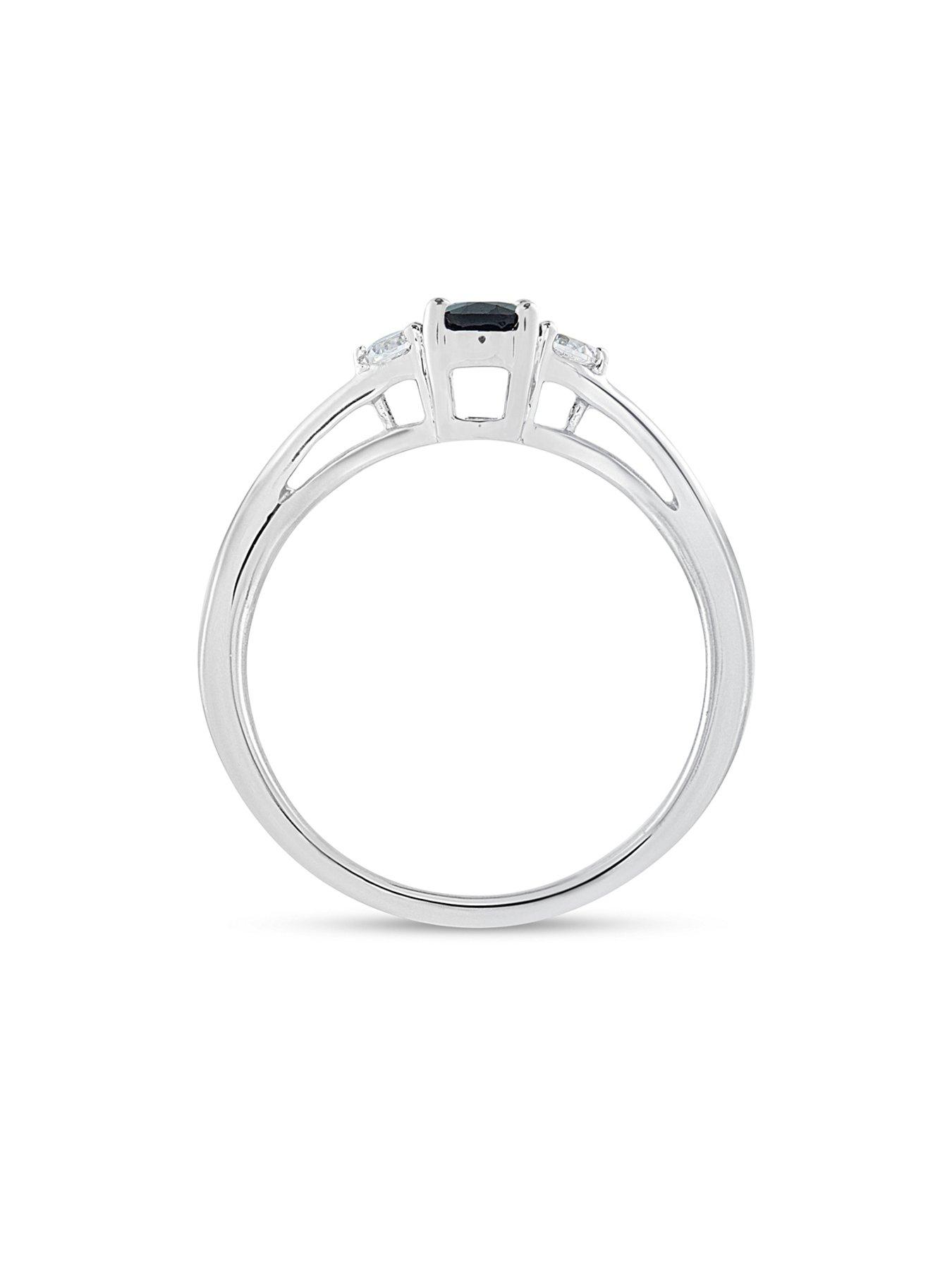 Image 2 of 5 of Love DIAMOND Natural Black Sapphire and Lab Grown Diamond Ring