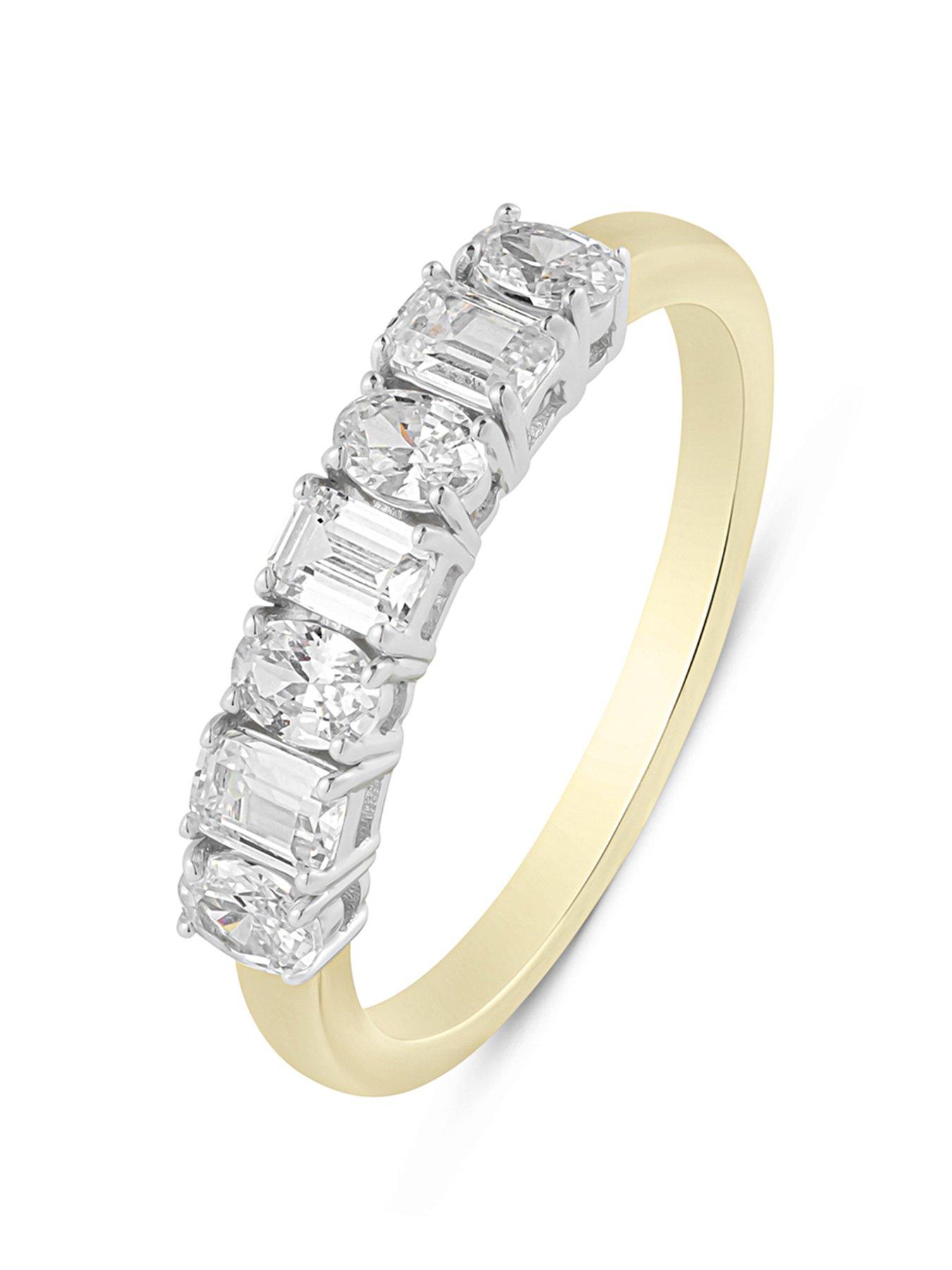 Love DIAMOND Diamond 7 Stone Shaped Ring (Oval And Emerald Cut) G VS+ Lab Grown