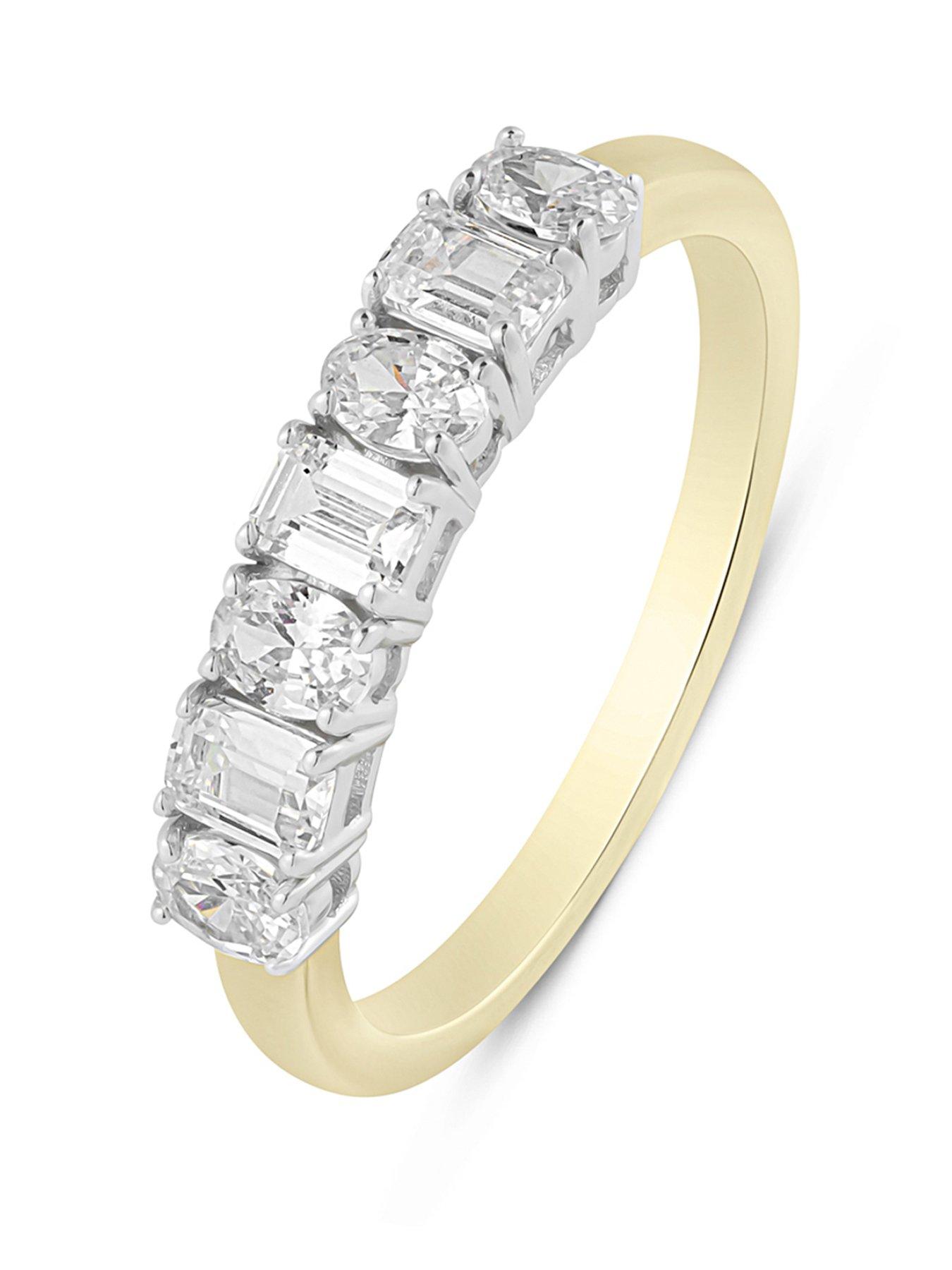 Love DIAMOND Diamond 7 Stone Shaped Ring (Oval And Emerald Cut) G VS+ Lab Grown