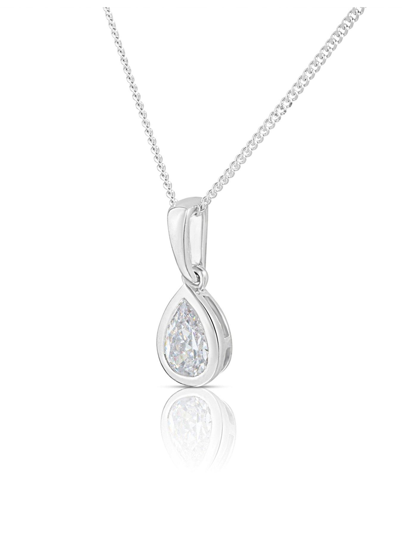 undefined Diamond Pear Shaped Pendant Necklace G VS+ Lab Grown