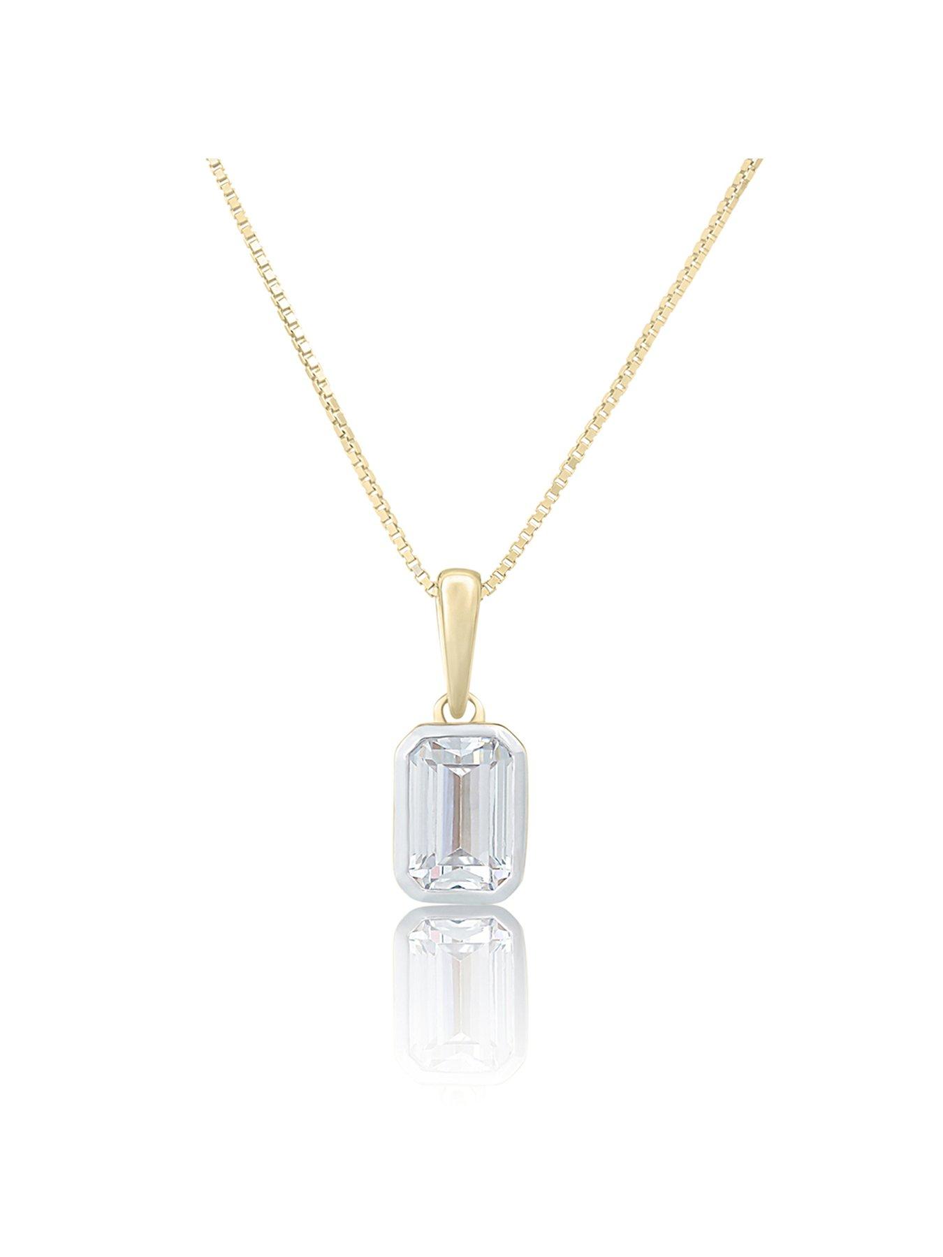 undefined Diamond Emerald Cut Shaped Pendant Necklace G VS+ Lab Grown