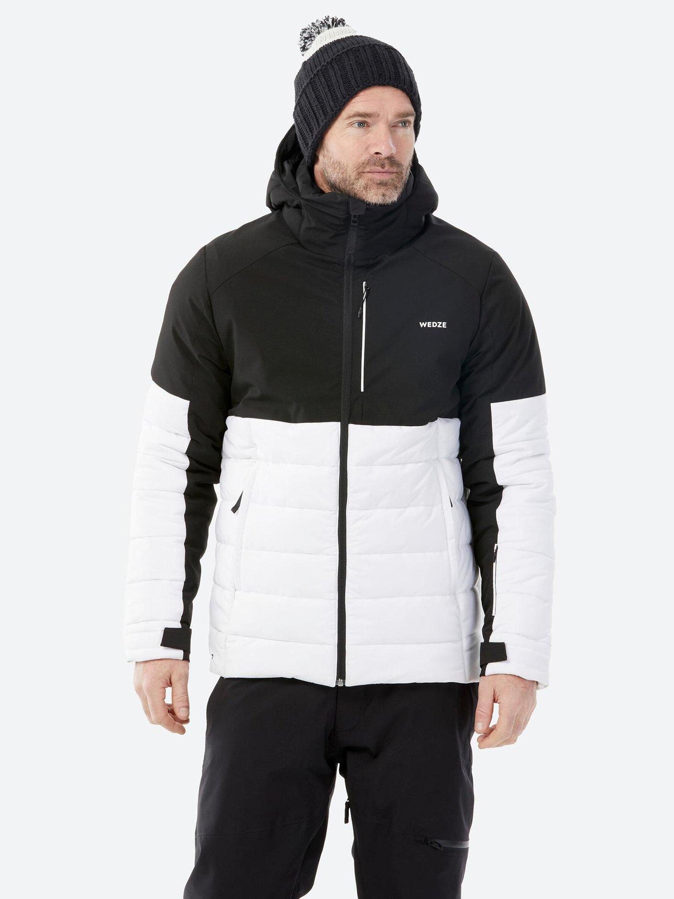 Decathlon Men's Mid-Length Warm Ski Jacket 100 Black/White