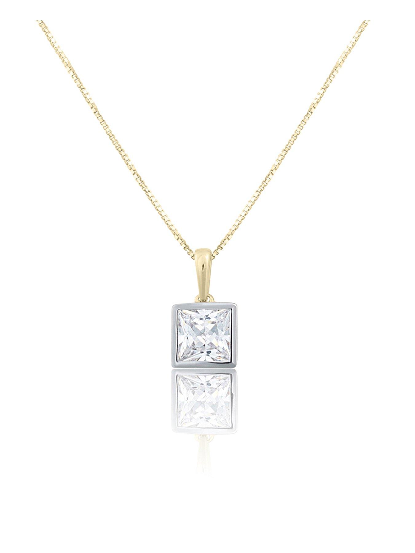 undefined Diamond Princess Cut Shaped Pendant Necklace G VS+ Lab Grown