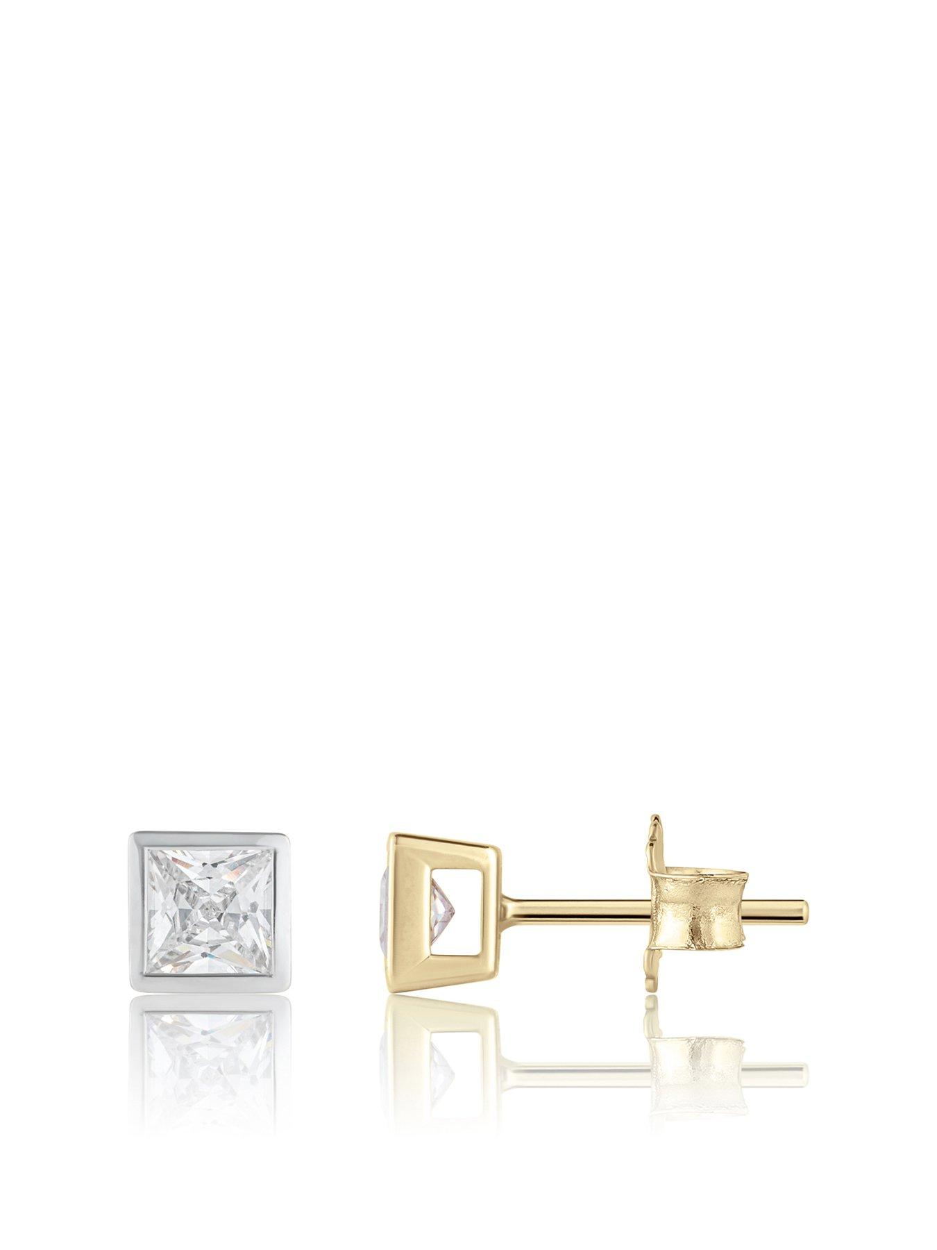 Image 1 of 6 of Love DIAMOND Diamond Princess Cut Shaped Earrings Studs G VS+ Lab Grown