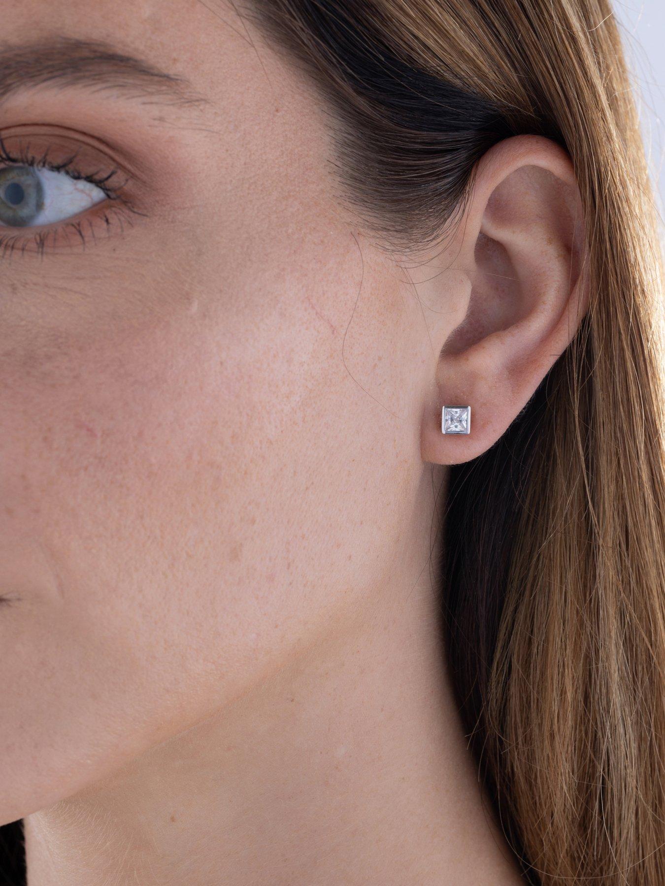 Image 2 of 6 of Love DIAMOND Diamond Princess Cut Shaped Earrings Studs G VS+ Lab Grown