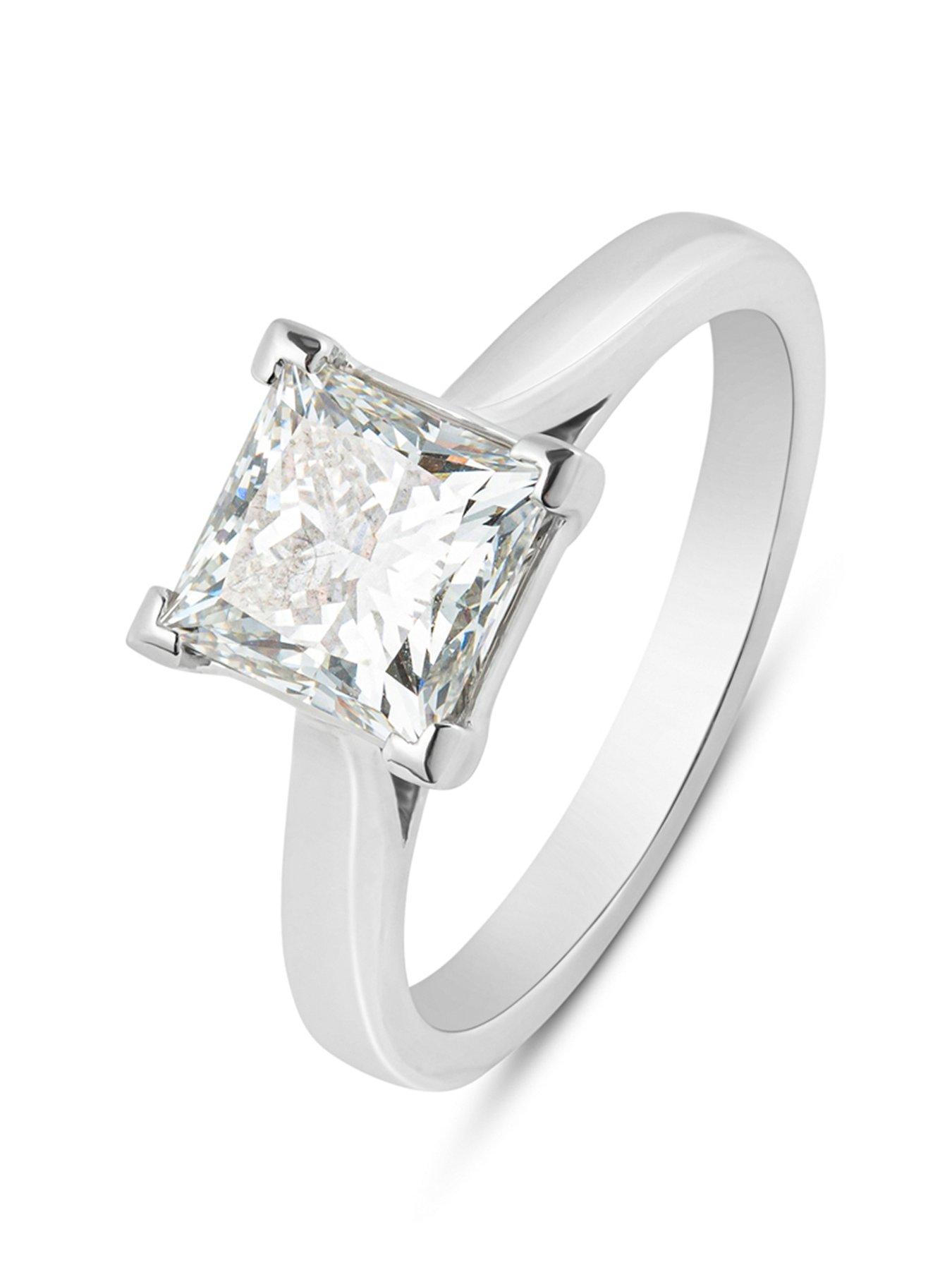 Love DIAMOND 2Ct Princess Cut Diamond Solitaire Ring G VS+ Lab Grown