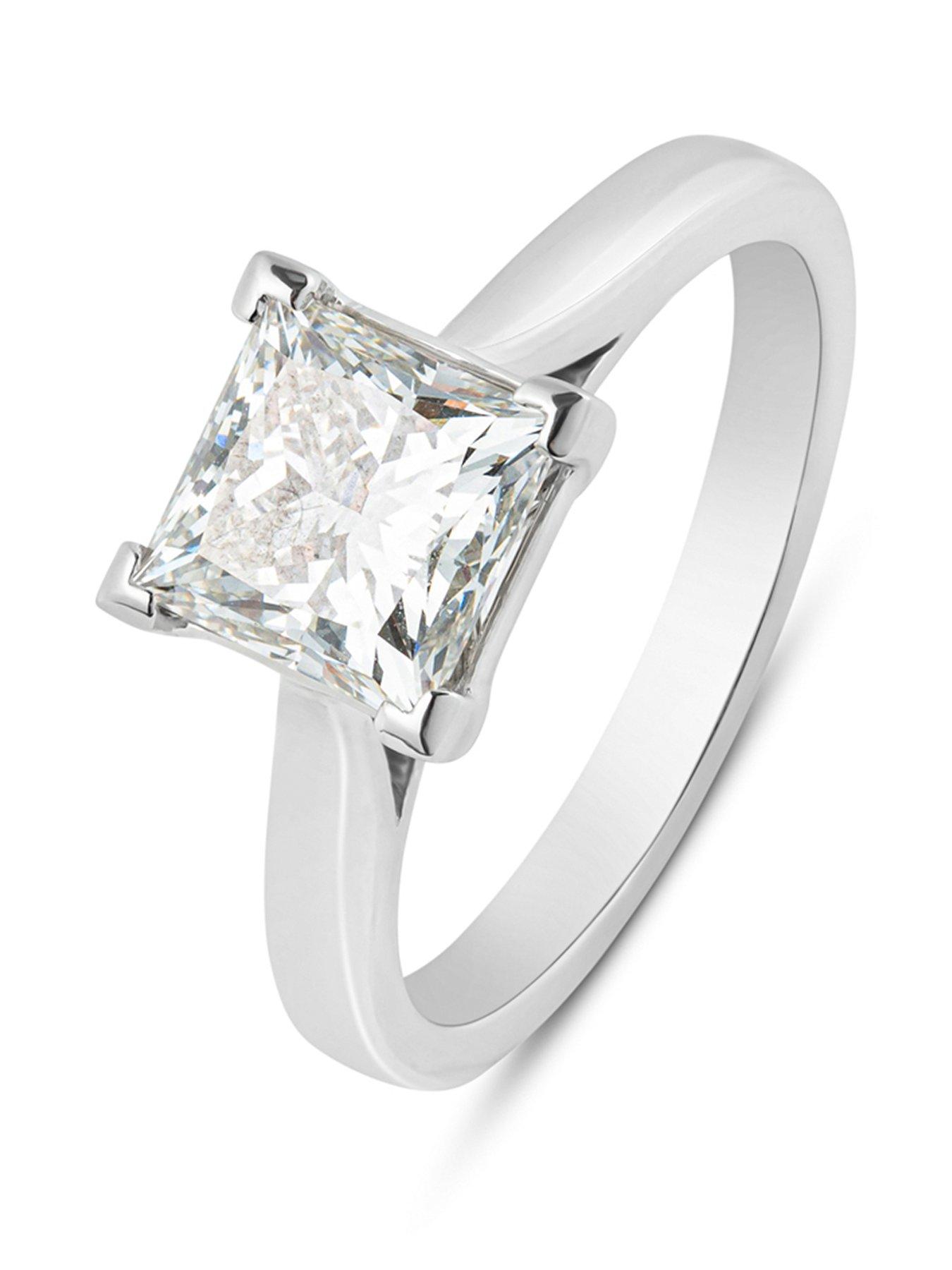 Love DIAMOND 2Ct Princess Cut Diamond Solitaire Ring G VS+ Lab Grown