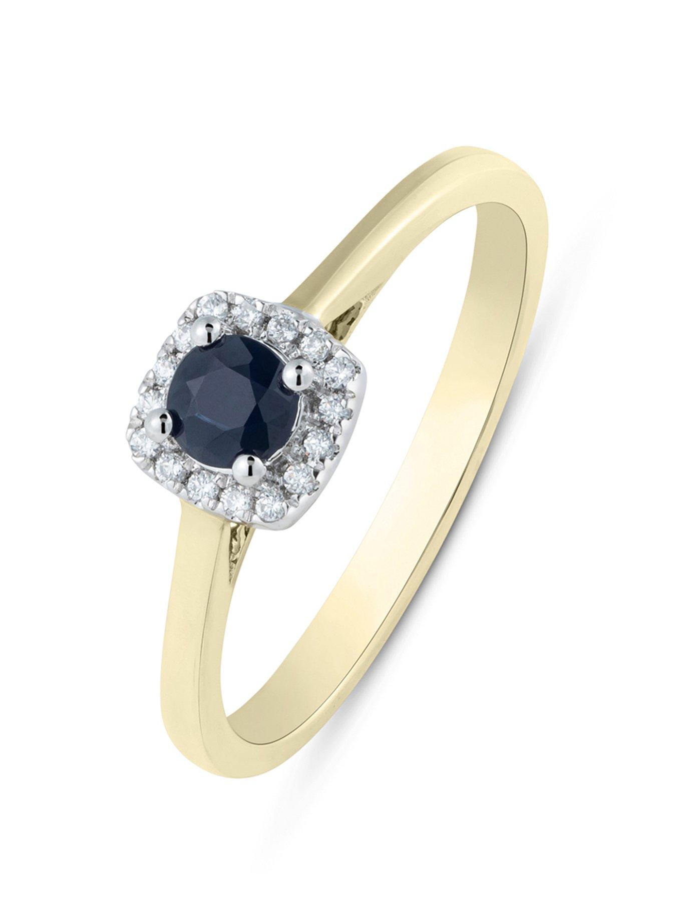 Love DIAMOND Black Sapphire Diamond Halo Solitaire Ring
