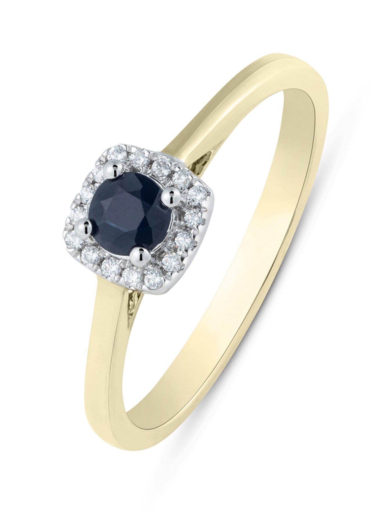 Love DIAMOND Black Sapphire Diamond Halo Solitaire Ring