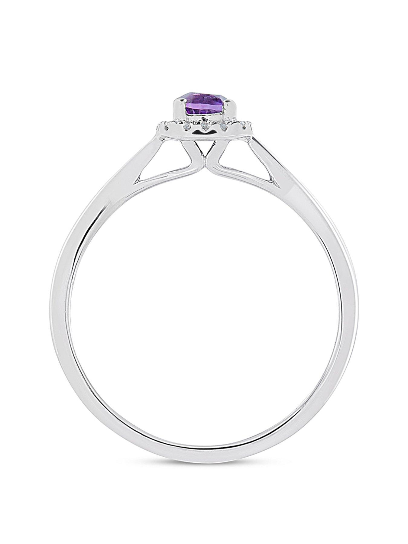  image of love-diamond-amethyst-diamond-halo-solitaire-ring