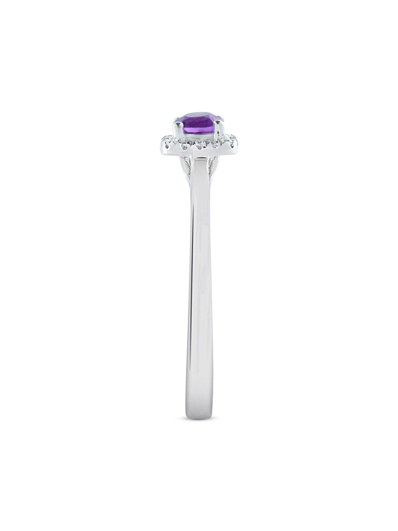  image of love-diamond-amethyst-diamond-halo-solitaire-ring